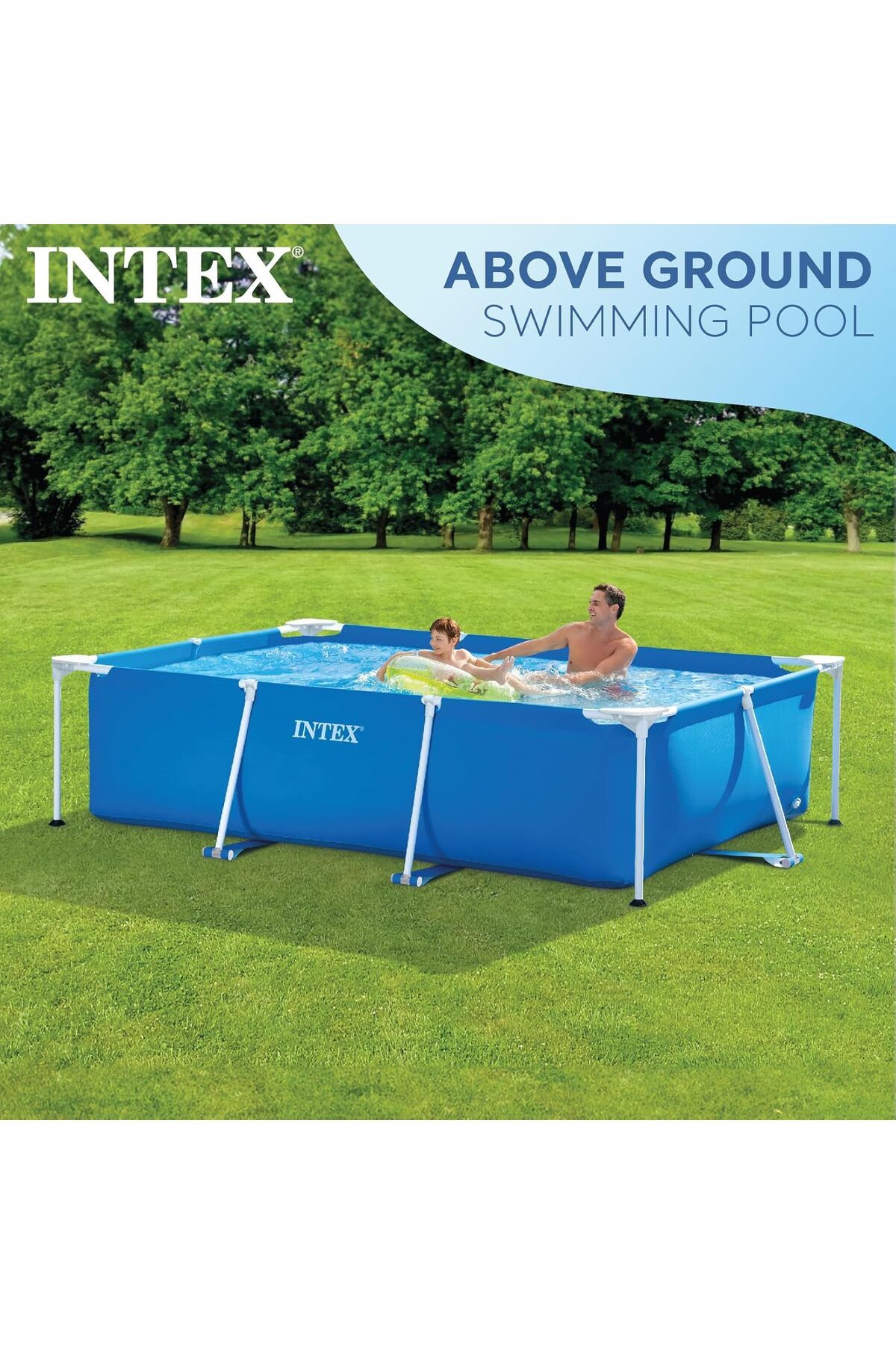 Intex-مسبح انتكس ذو الإطار المستطيل للأطفال من عمر 6 سنوات 3