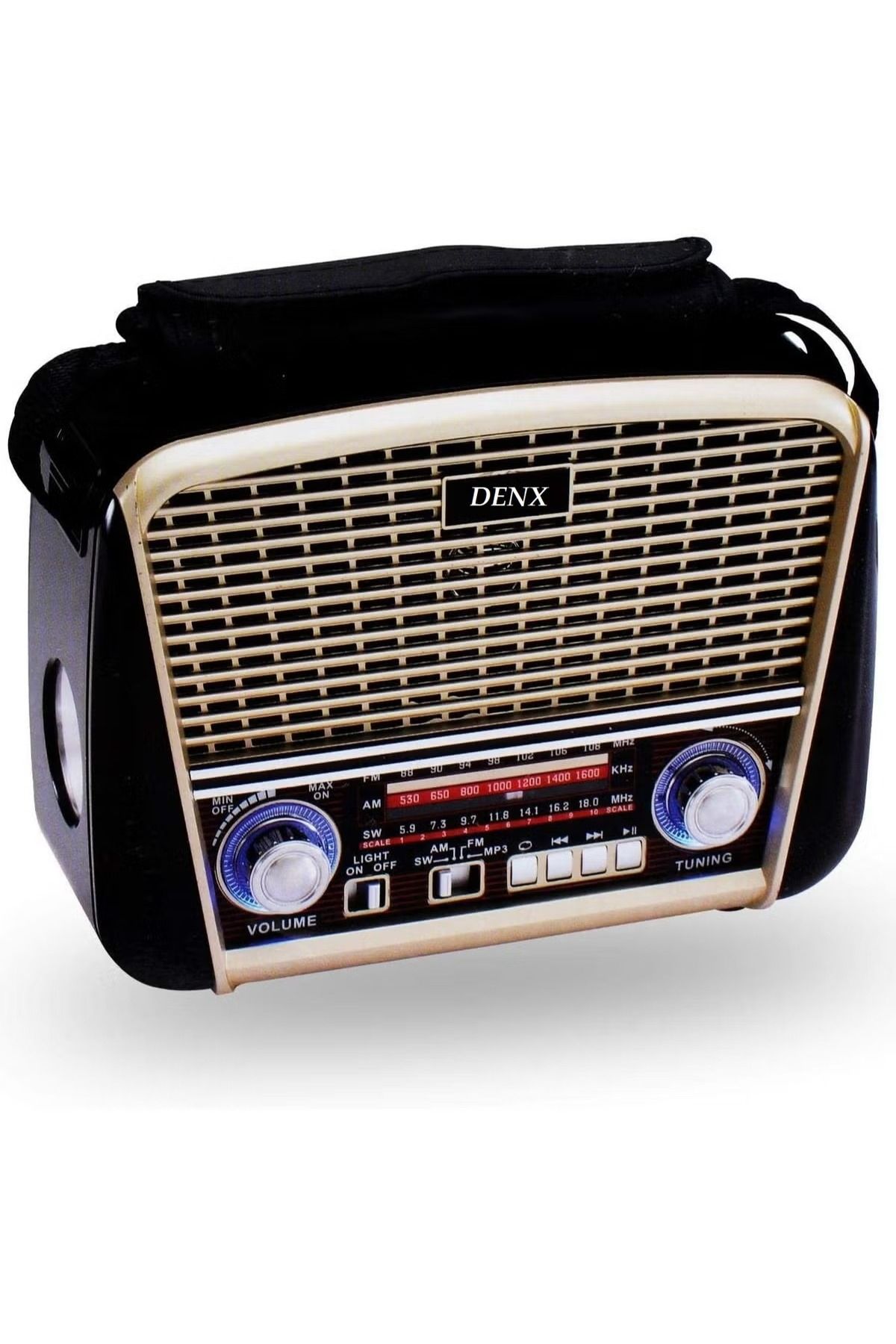 Denx-Classic Rechargeable Radio With Led Flashlight, Portable Am Fm Radio With Best Sound 1
