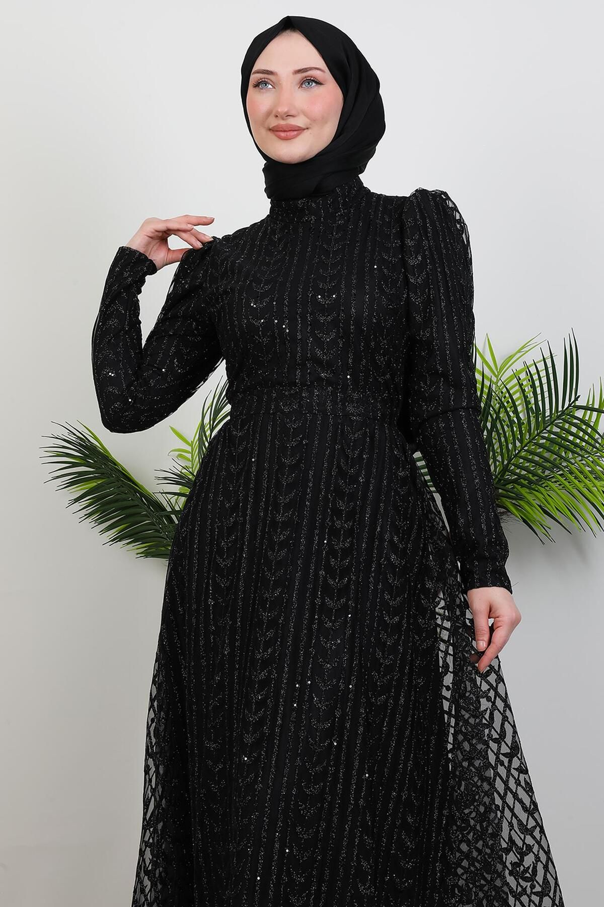 GİYZAMİLA-Glitter Butterfly Dress Black 5