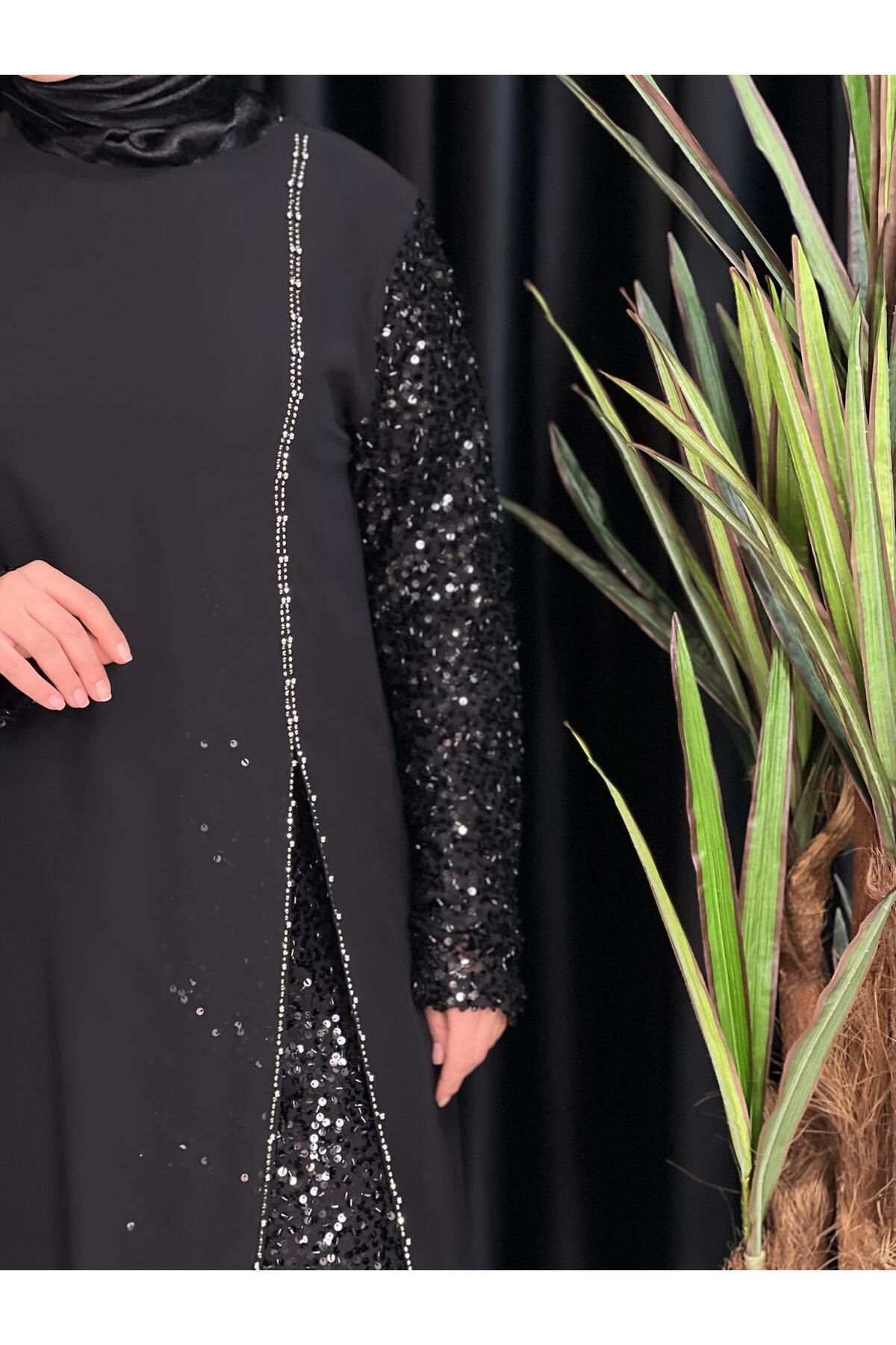 Butik büyük beden-Luxury Evening Dress with Slit Front 5