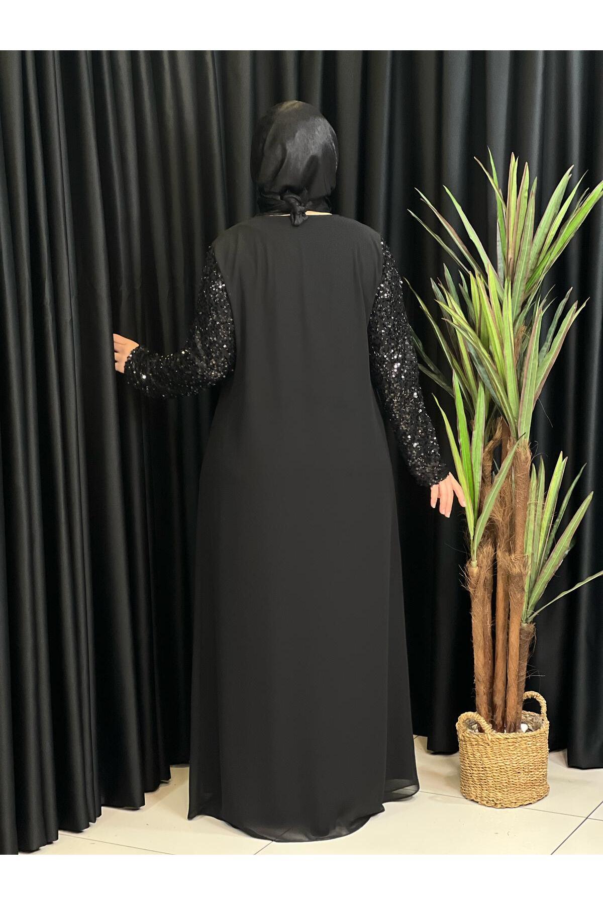 Butik büyük beden-Luxury Evening Dress with Slit Front 7