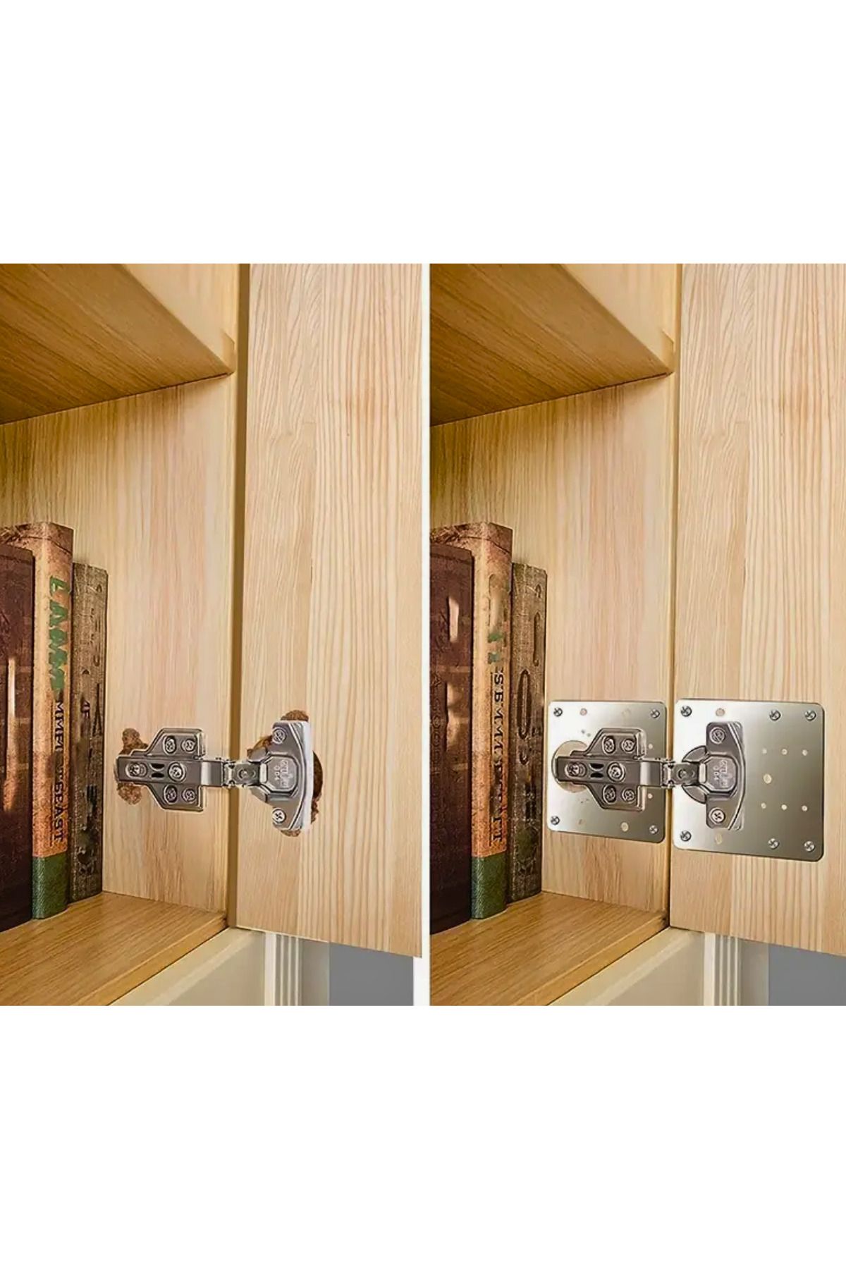 Vekorr-4Pcs Stainless Steel Hinge Repair Plate Cabinet Repair Making Hardware Include Screw 9 X 9cm 3