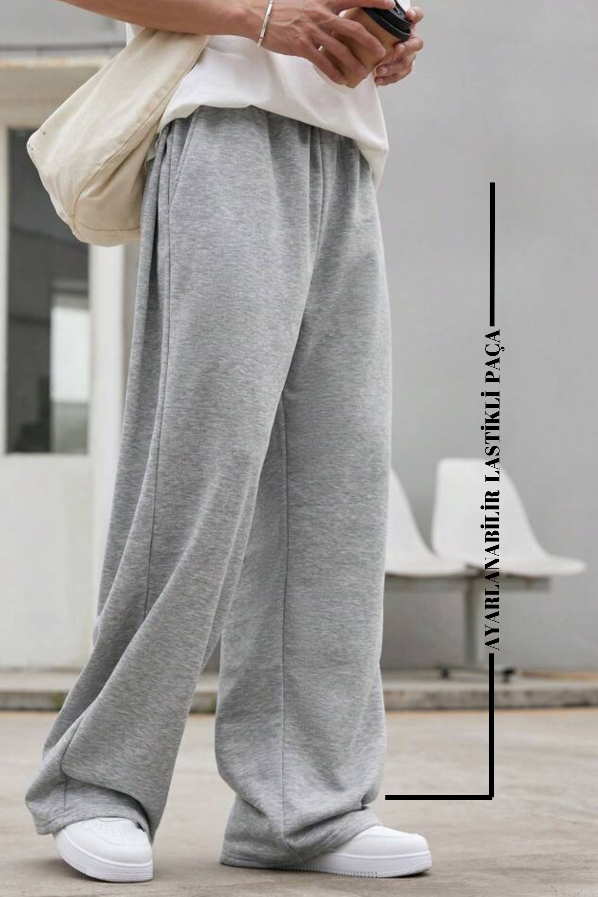 BSBSPOR Baggy Bol kesim Erkek / Kadın Eşofman Altı Ayarlanabilir Paçalı Gri / Siyah / Füme görsel 6