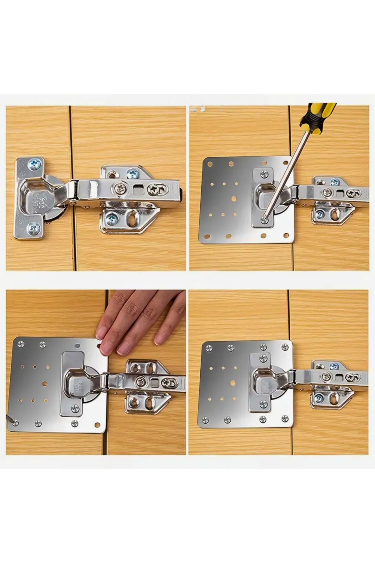 Vekorr-4Pcs Stainless Steel Hinge Repair Plate Cabinet Repair Making Hardware Include Screw 9 X 9cm 5