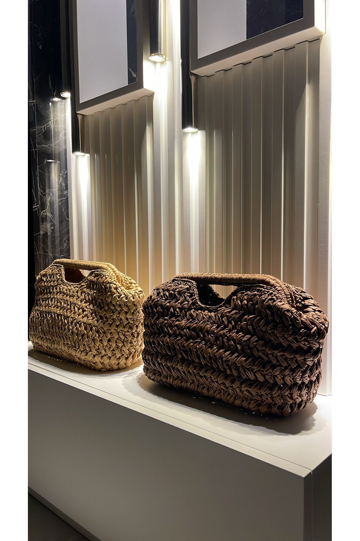 WOMANBAG EL YAPIMI KAHVERENGİ HASIR ELDE TUTMA CLUTC ÇANTA