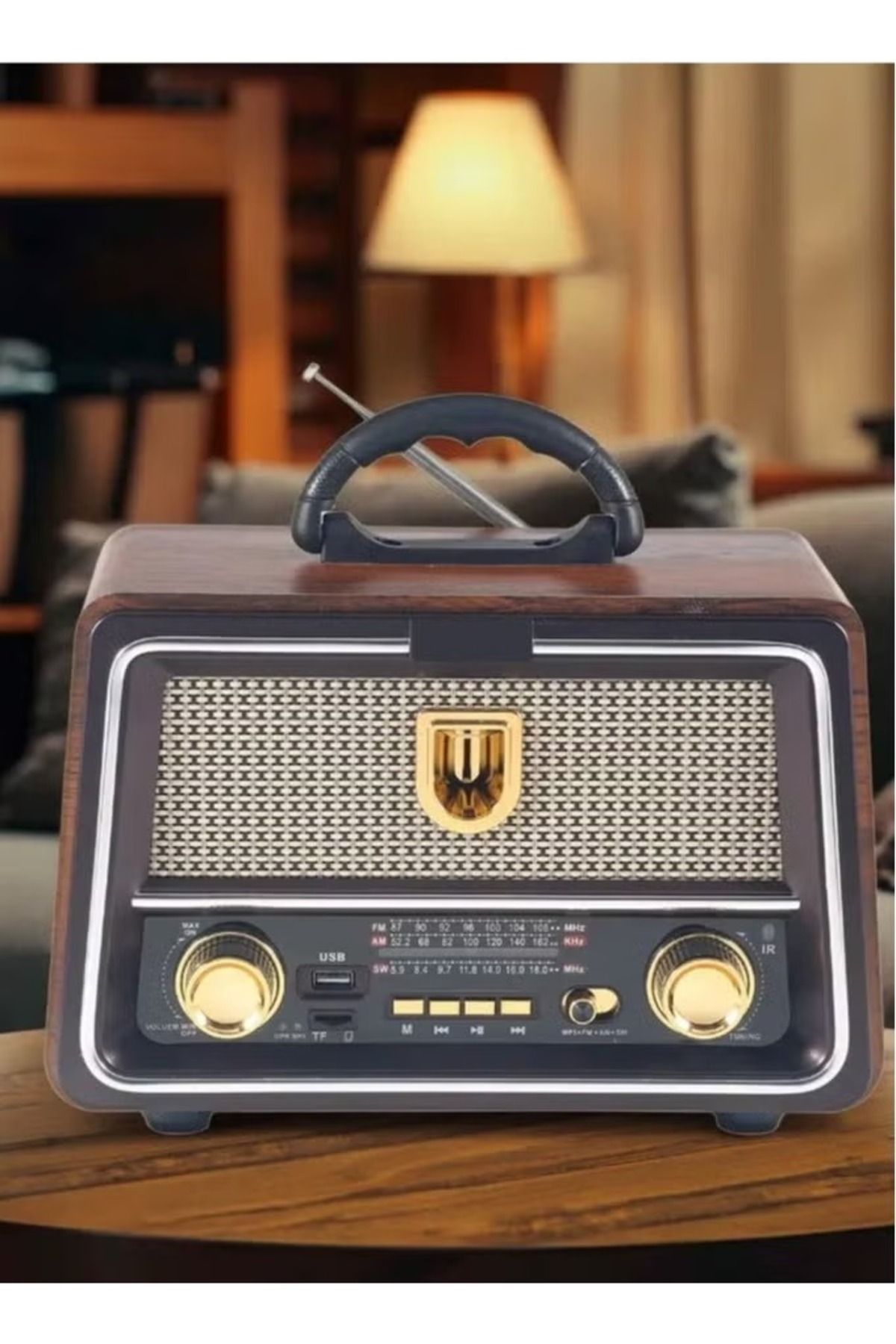 Denx-Classic Rechargeable Radio With Led Flashlight, Portable Radio With Best Sound, Solar Powered Radio 3