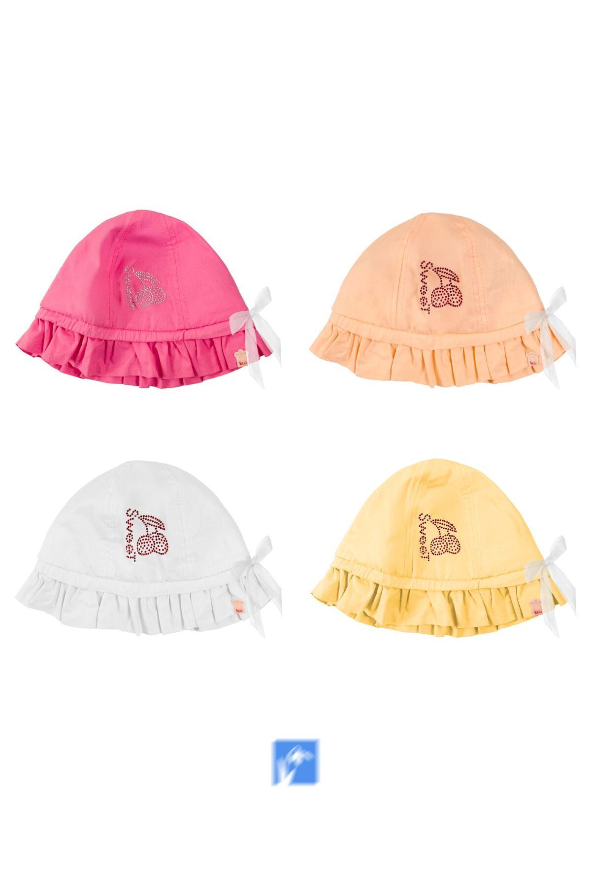 Kardelen Butik Denizli-100% Cotton Girl's Stone Embroidered Fisherman Hat (Age 4-8) (52 cm) 4