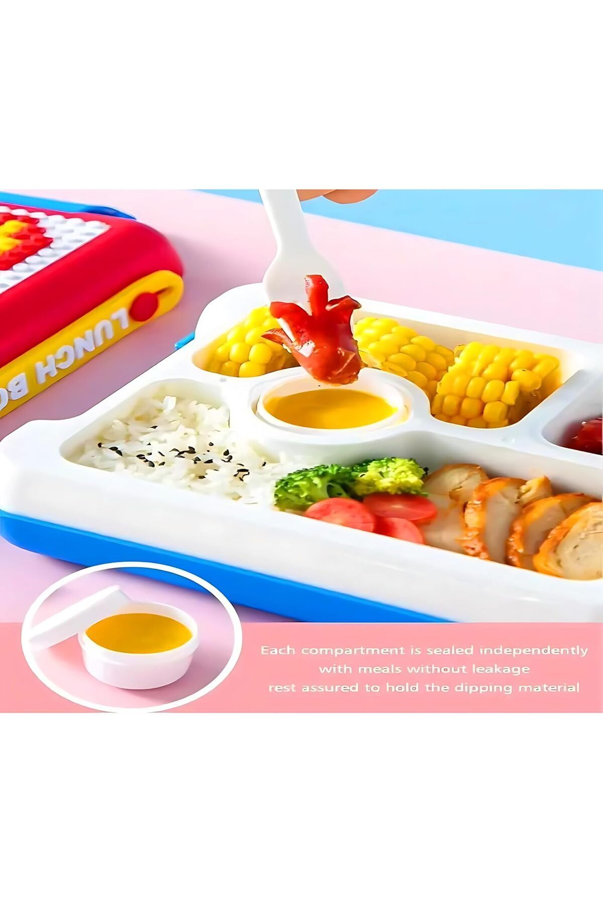 style iconic-Bento Lunch Box Plastic - Leak-Proof, 4 Compartments, Perfect Portion Sizes for Ages 3-10, 2