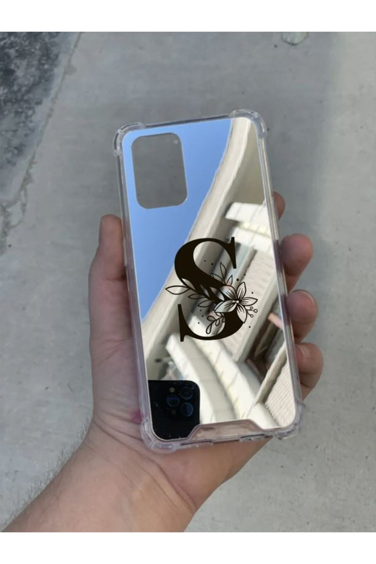 PERAX Samsung Galaxy M54 Uyumlu Gümüş Aynalı Darbe Korumalı S Harf Tasarımlı Silikon Kılıf