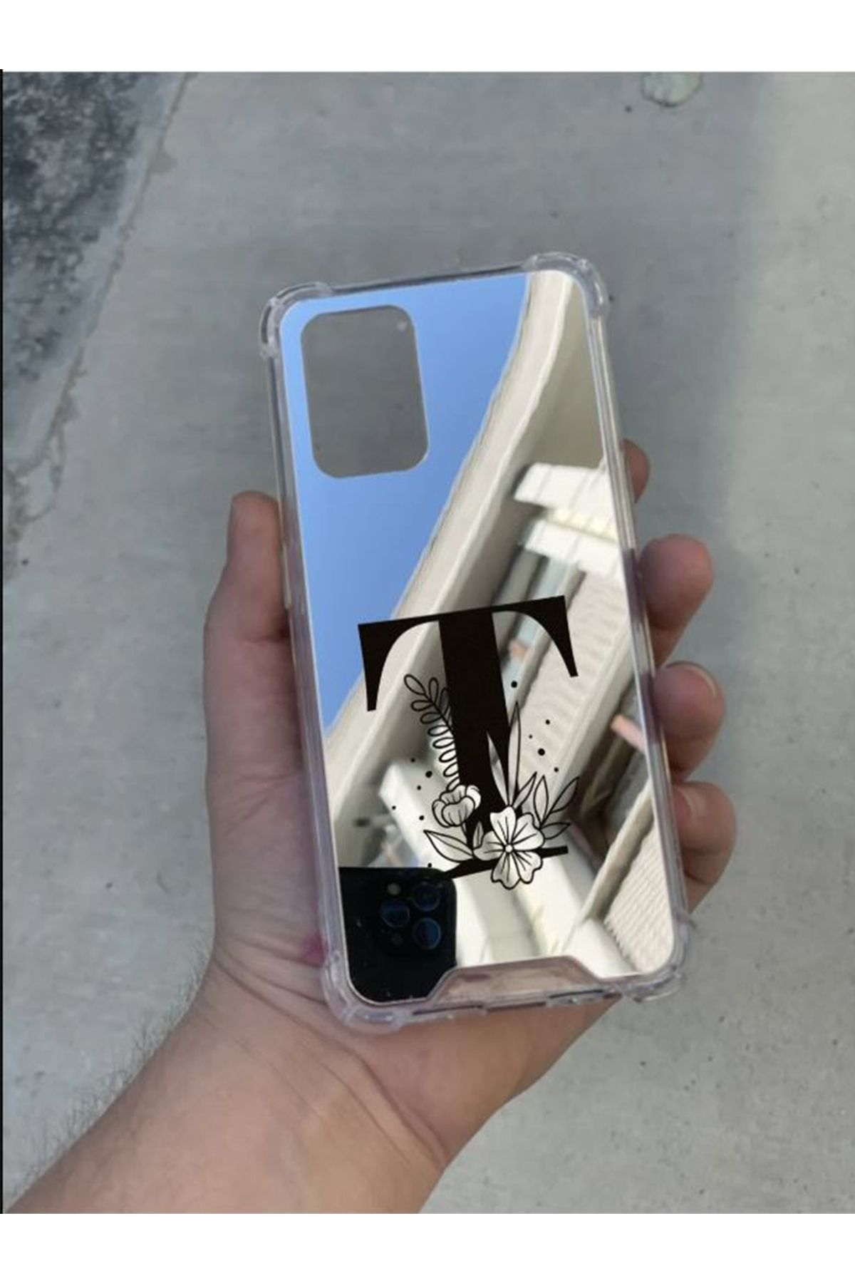 PERAX Samsung Galaxy A25 Uyumlu Gümüş Aynalı Darbe Korumalı T Harf Tasarımlı Silikon Kılıf