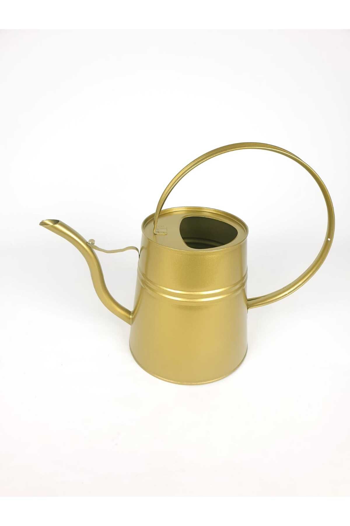Desen Dekorasyon Çiçek Sulama Kabı Metal Sulak 2 Litre Gold