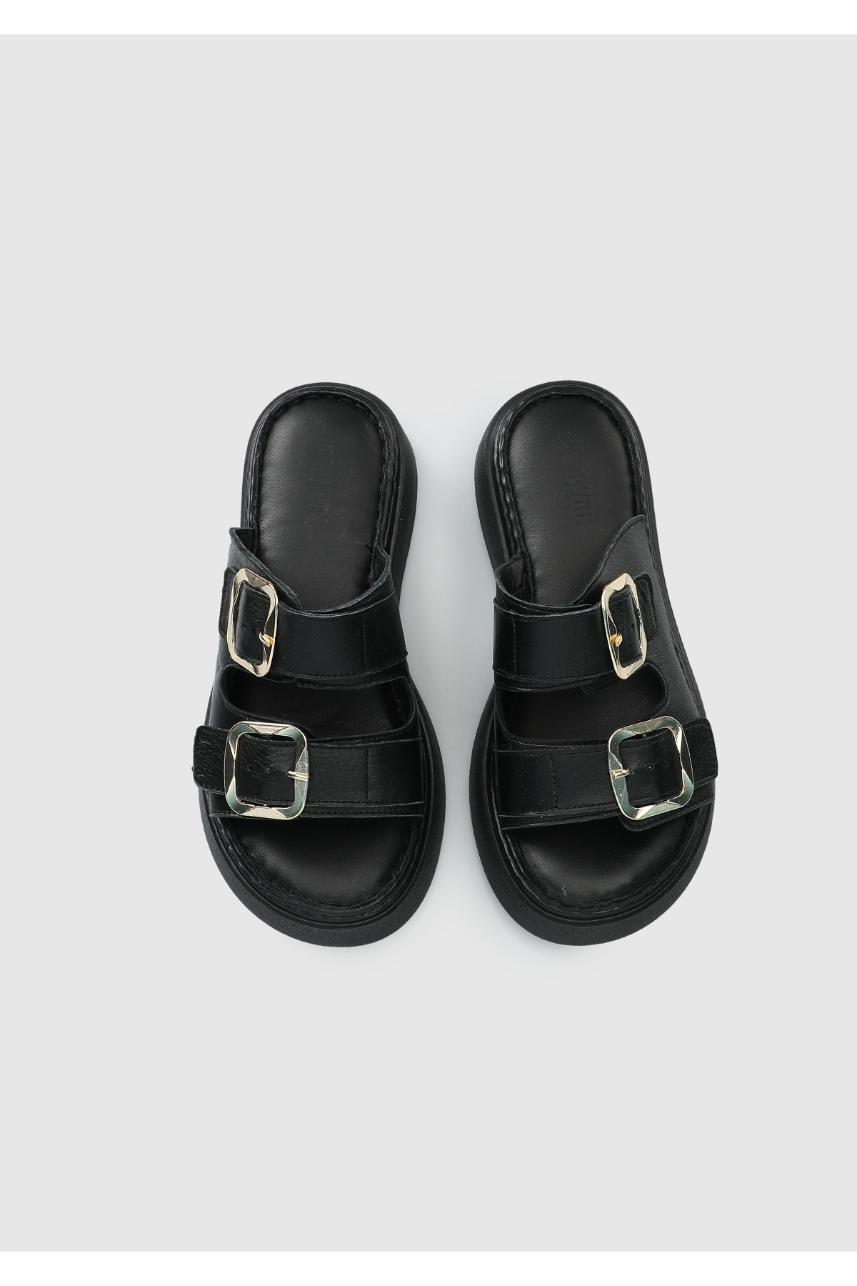 Provoq-Black Leather Women's Slippers 5