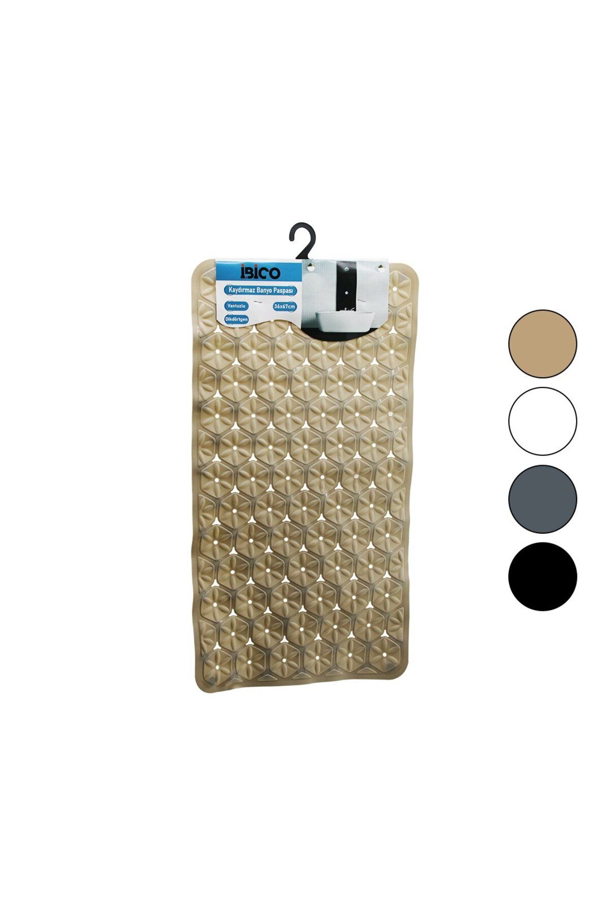 ALHAY DİKDÖRTGEN - PLASTİK KABARTMA ÇİÇEK DESENLİ VANTUZLU KAYDIRMAZ BANYO- KÜVET PASPAS 36X67CM