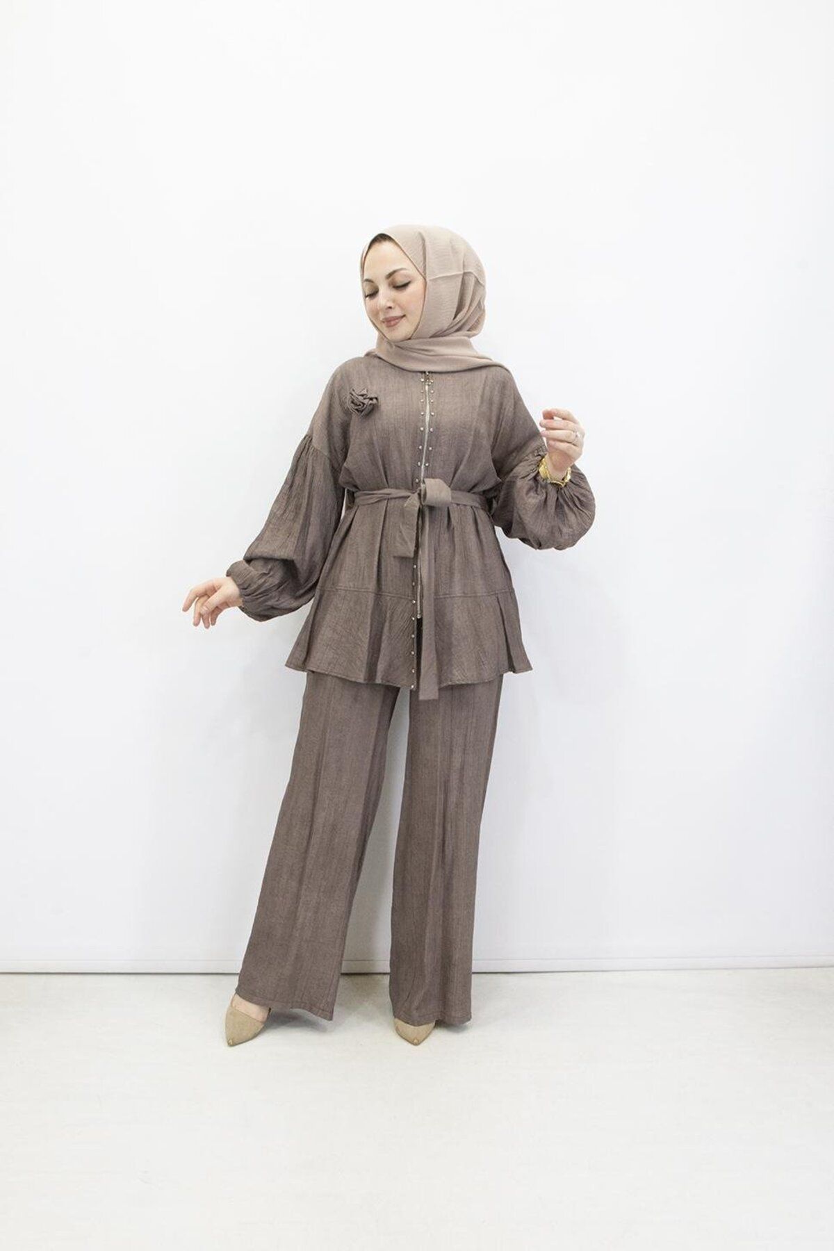 feray kaya-6005 Feray Kaya 6005 Strawberry Fabric Tunic Set 3
