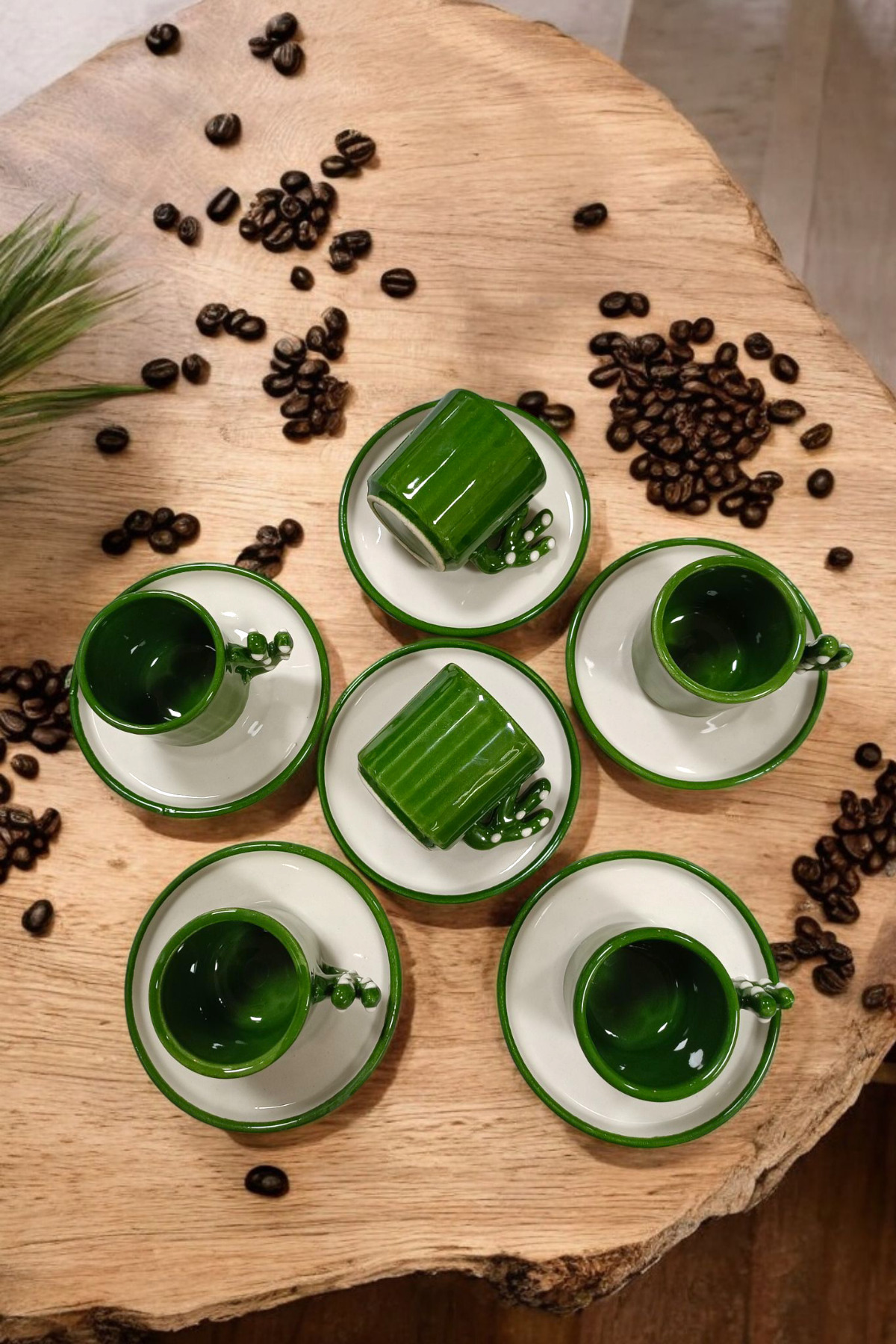Salizera-Hand Made Cactus Cup Set for 6 People - Green Hand Made Cup Set 2