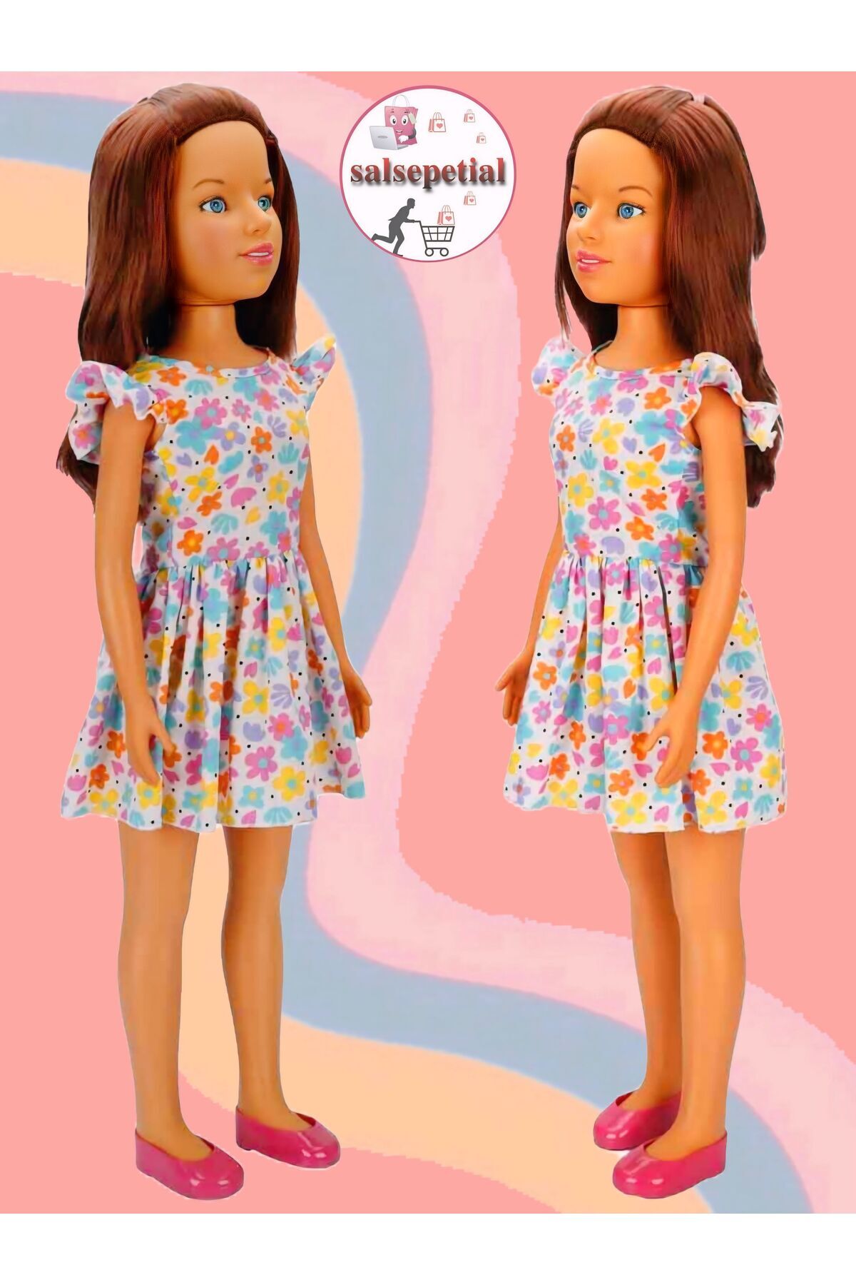 Salsepetial Büyük Boy Et Bebek 80cm Yürüyüş Arkadaşım Clara Bebek 80cm Oyuncak Bebek Çiçekli Elbiseli fotoğrafı 3 (önizleme)