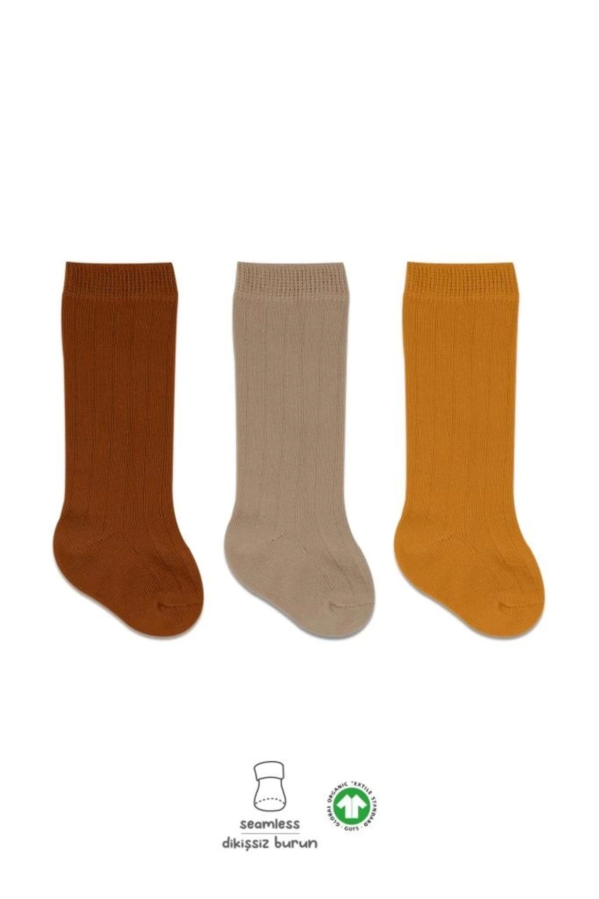 Finetoo Bistyle Derby Dizaltı Çorap 3'Lü BS40101 Hardal Bej Kremit
