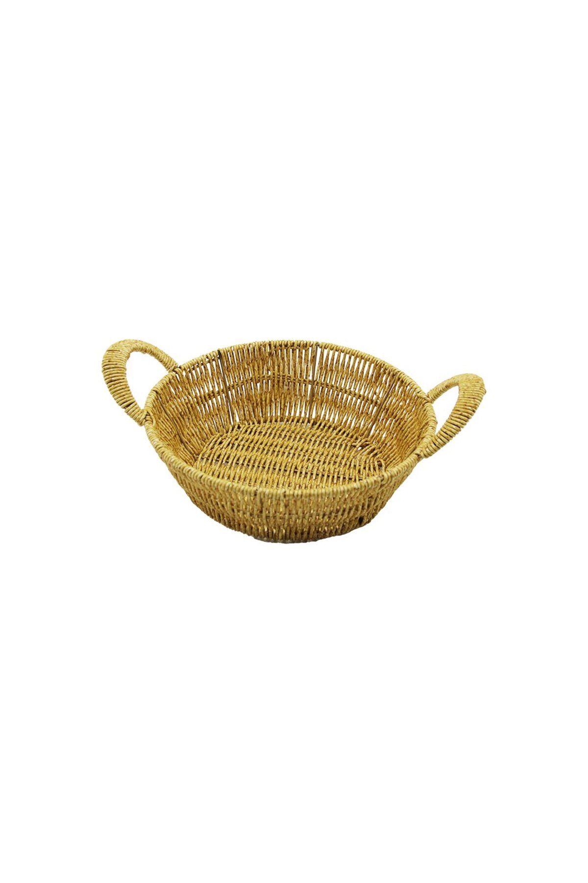 karadağsb Yuvarlak Plastik Hasir Ekmek - Çok Amaçli Sepet Kulplu - Metal Iskelet Taban:18cm - Ağiz:24cm Deri