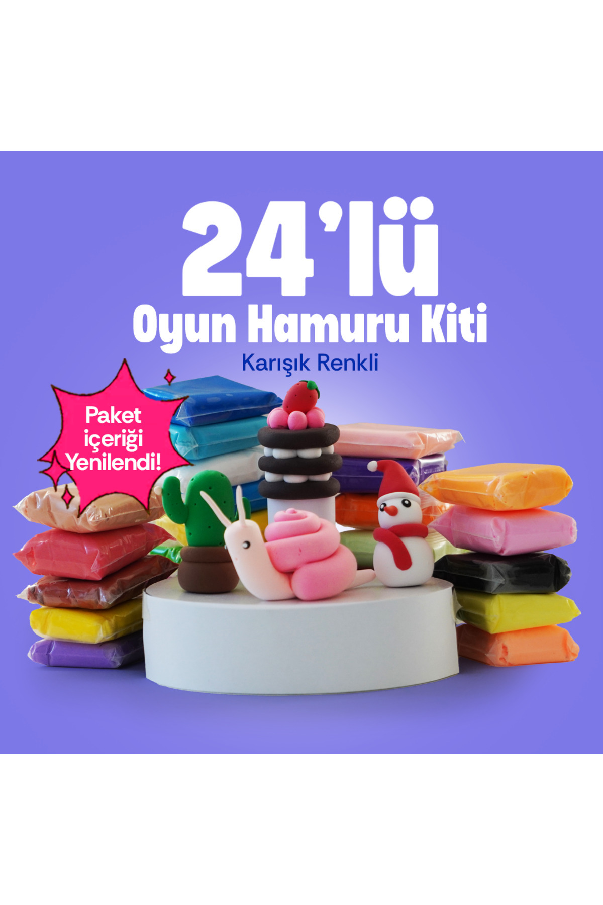 The Gookie Karışık Renkli Zıplayan Ve Hava Ile Kuruyan Oyun Hamuru Kiti, Anahtarlık, Magnet - 24 Adet
