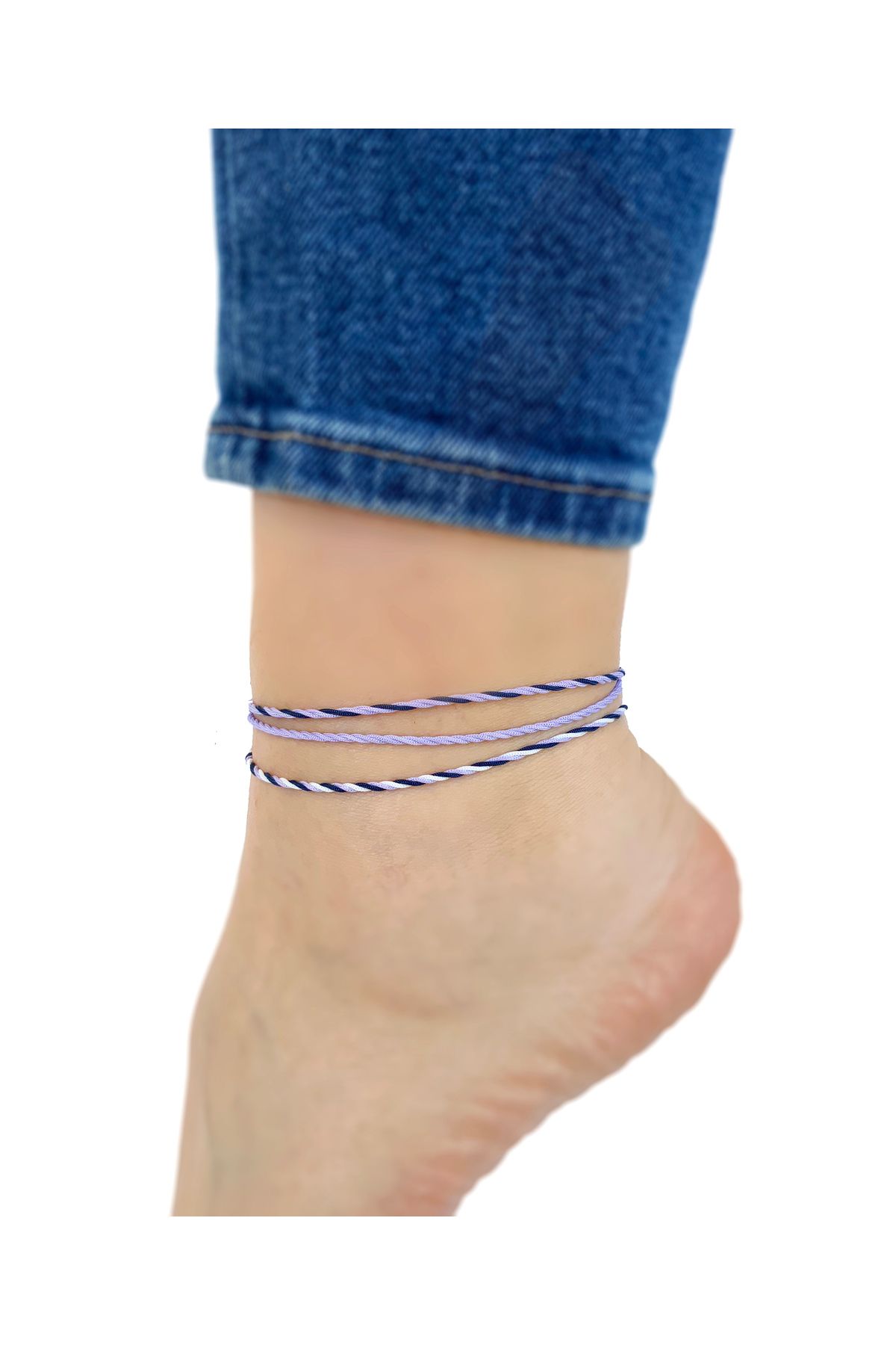 Atölye Merdiven 3'lü Unisex İp Halhal Kombin Lila set