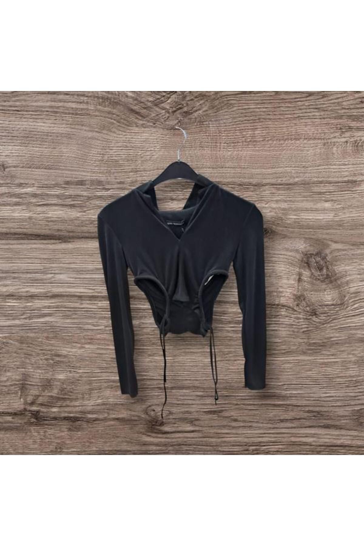 NovaRise 23Y23170 V Dik Yaka Bel Dekolteli Crop