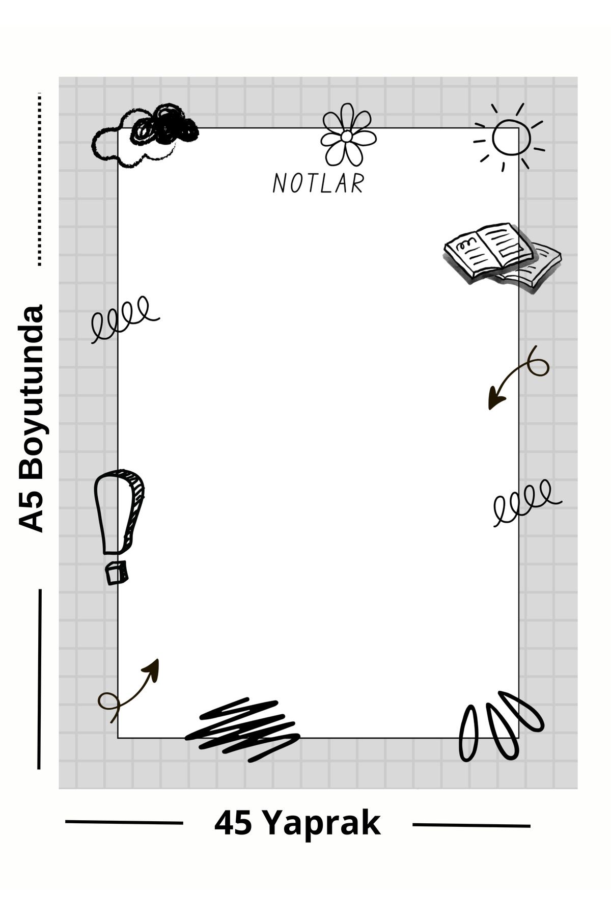 Ez&Tu Stıcker-A5 Note Memo Pad – Scratch (Doodle) Pattern, 47 Sheets, Planning Paper 1