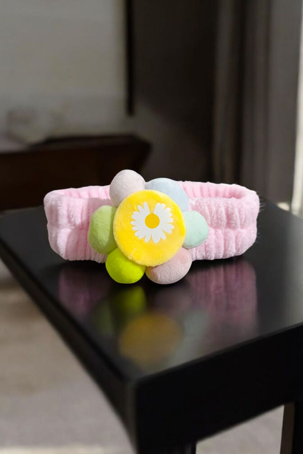 KANİNCHEN Kadın Süper Soft Spa Yüz Yıkama Elastik Saç Bandı Makyaj Saç Bandı Papatya Figürlü Saç Bandı