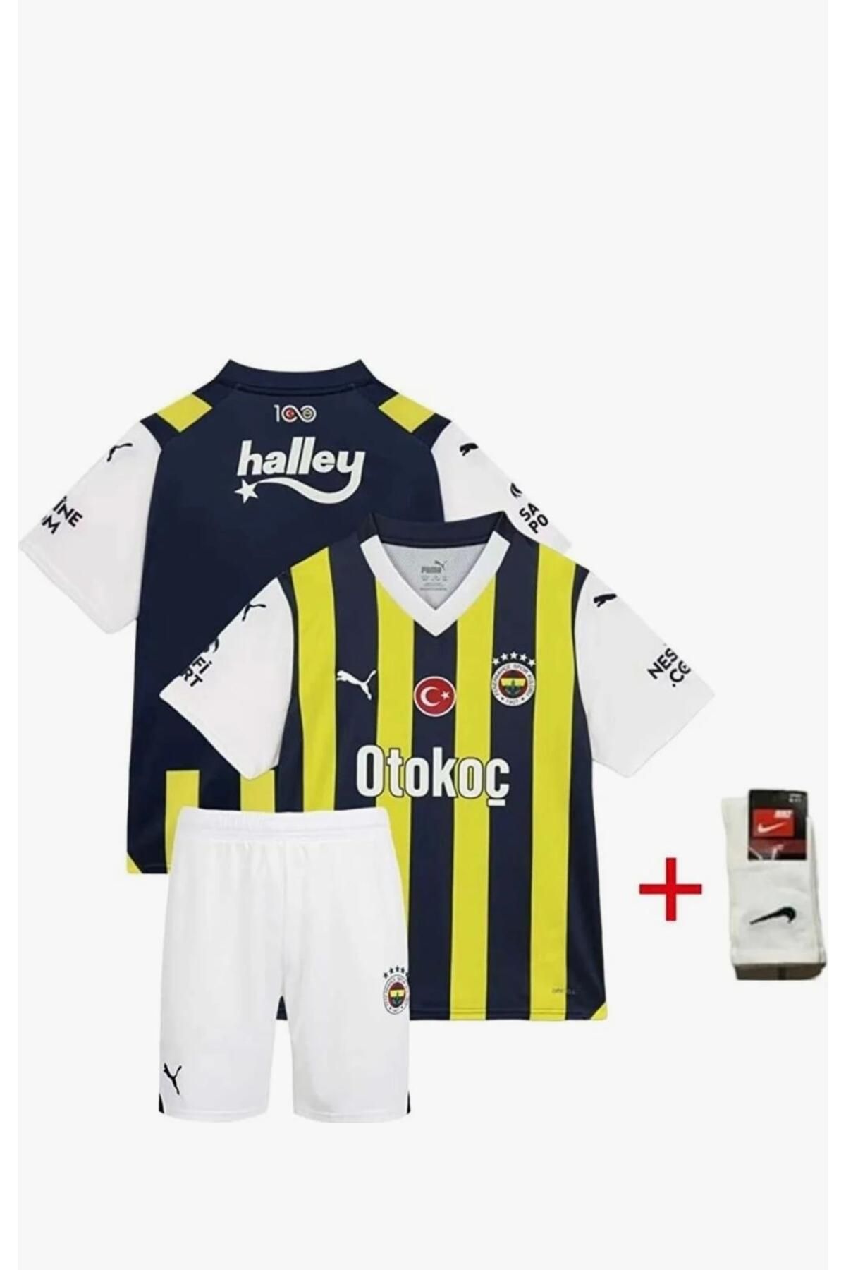 Fênêrbâhçê-isimsiz New Sezon 5 Yıldız Çubuklu Çoçuk 4.lü Set Futbol Forması Vs Spor Atlet