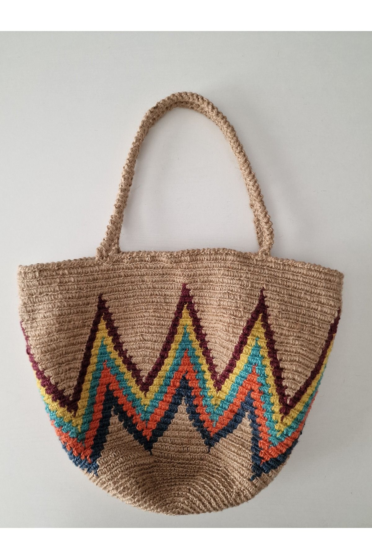 Hobi Kafe-Bohemian Wicker Beach Bag Jute String Built, Unlined 6