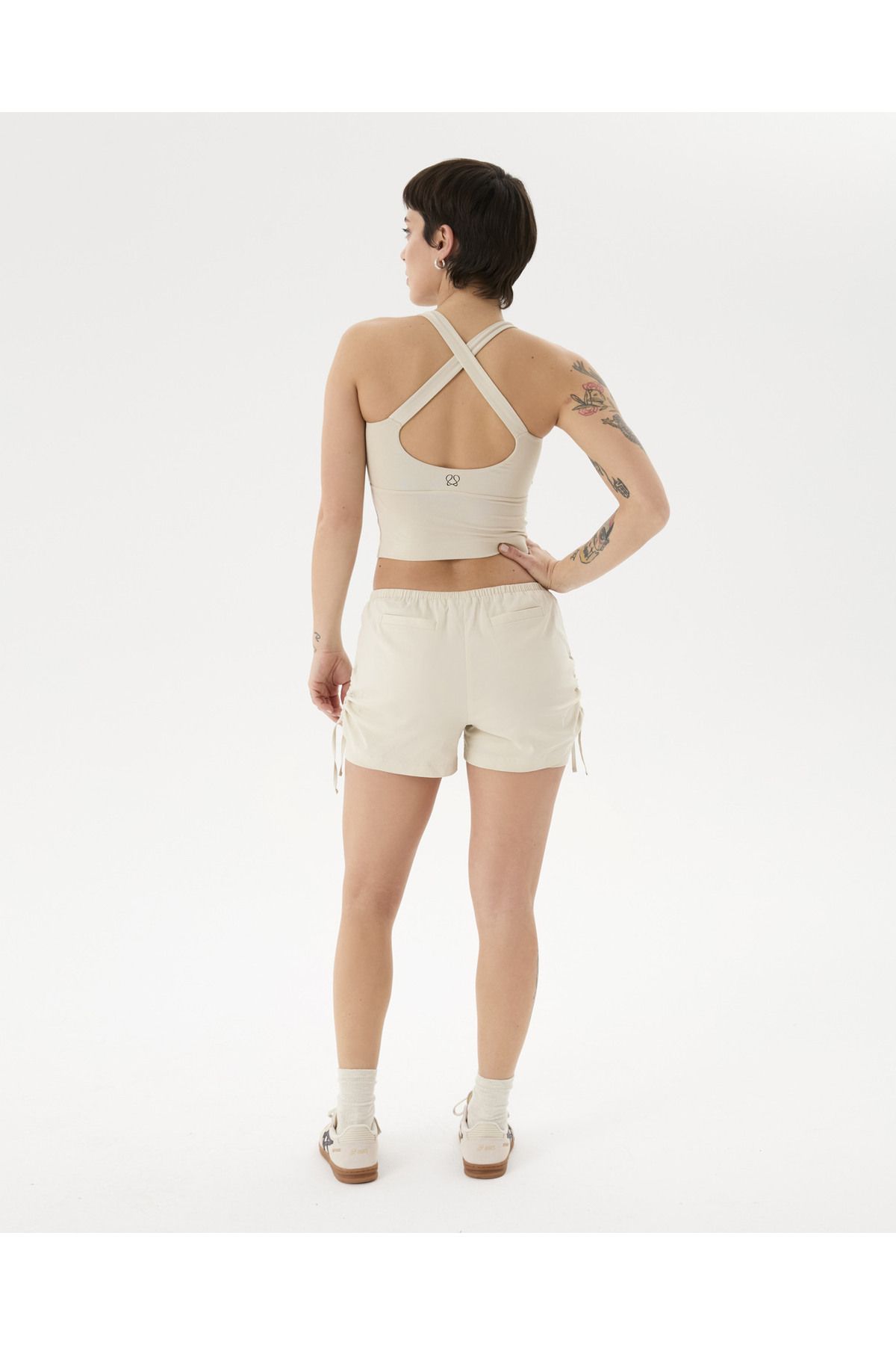 Ayma Active-Cream Double Layer Drawstring Shorts 6