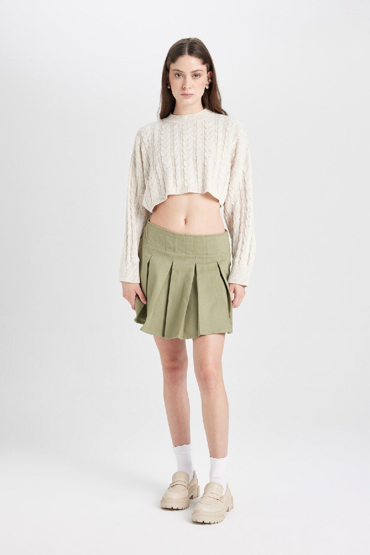 Coool Piliseli Normal Bel Basic Düz Gabardin Mini Etek D5265ax24au - 3