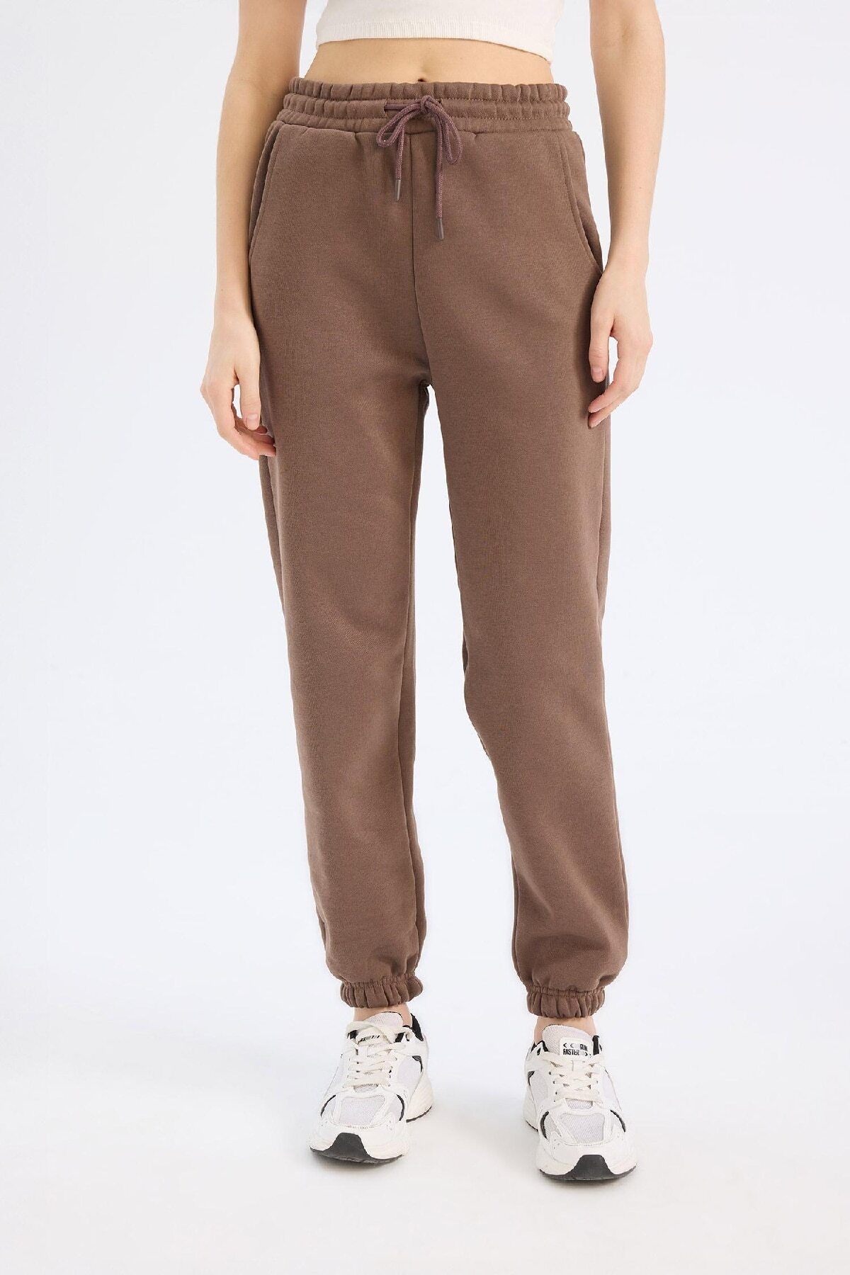 Standart Fit Kalın Jogger Eşofman Altı Bel Paça Lastikli Basic Düz Uzun Boy S7370az25sp