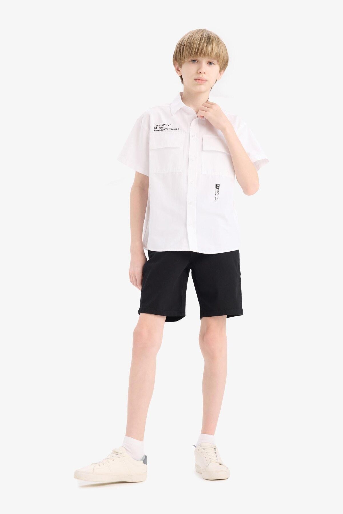 DeFacto-Αγόρι Basic Απλό Σορτς Gabardine με Τσέπη C2955A825SM 3