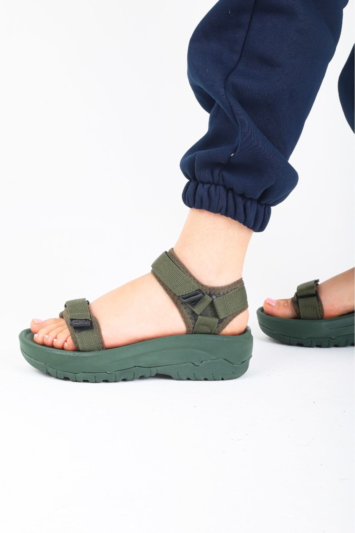 Ecru-Beige Women's Sandals - Velcro Trekking (Soft Lightweight Ruhut Comfortable Stylish) 2