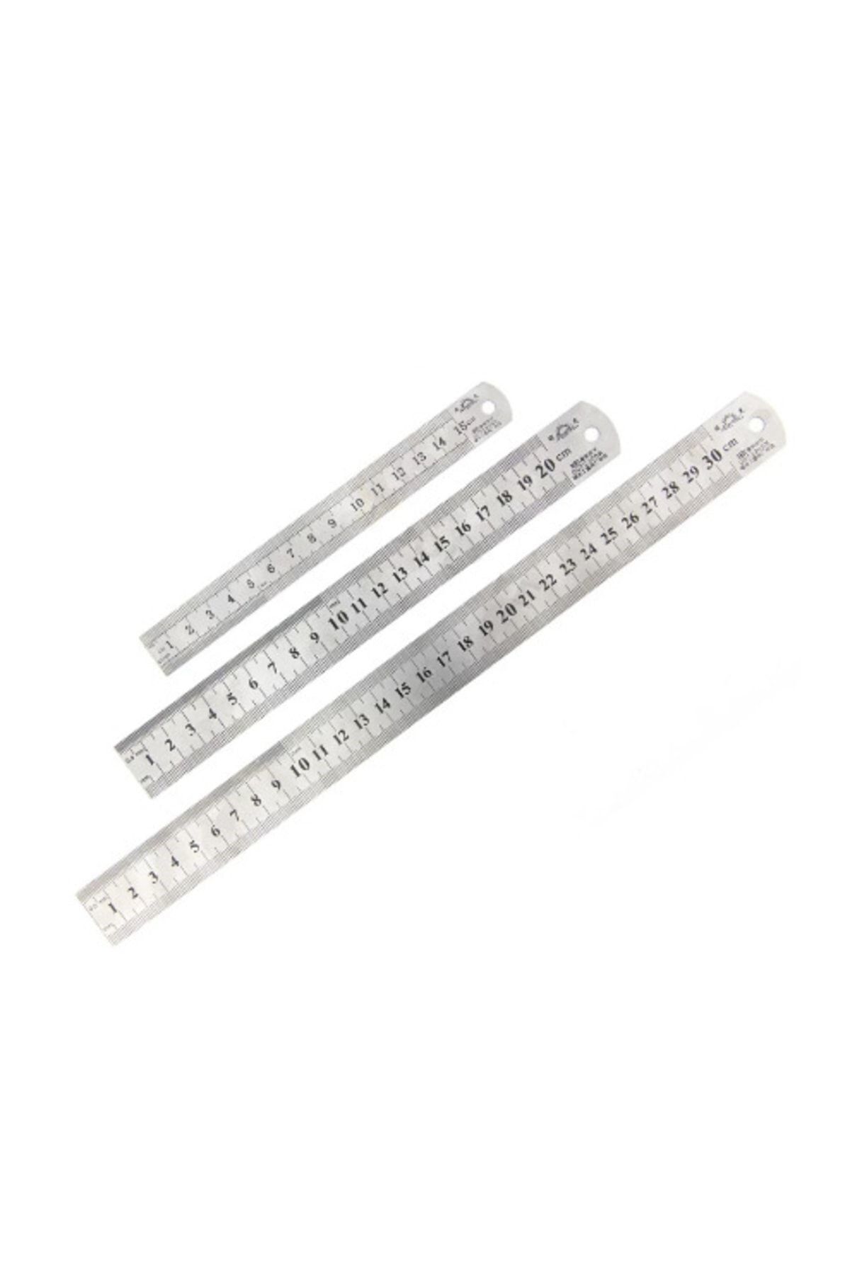 KRAF-Steel Ruler Set 3 Pieces with cm and Inc Measurements (15-30-50cm) 2