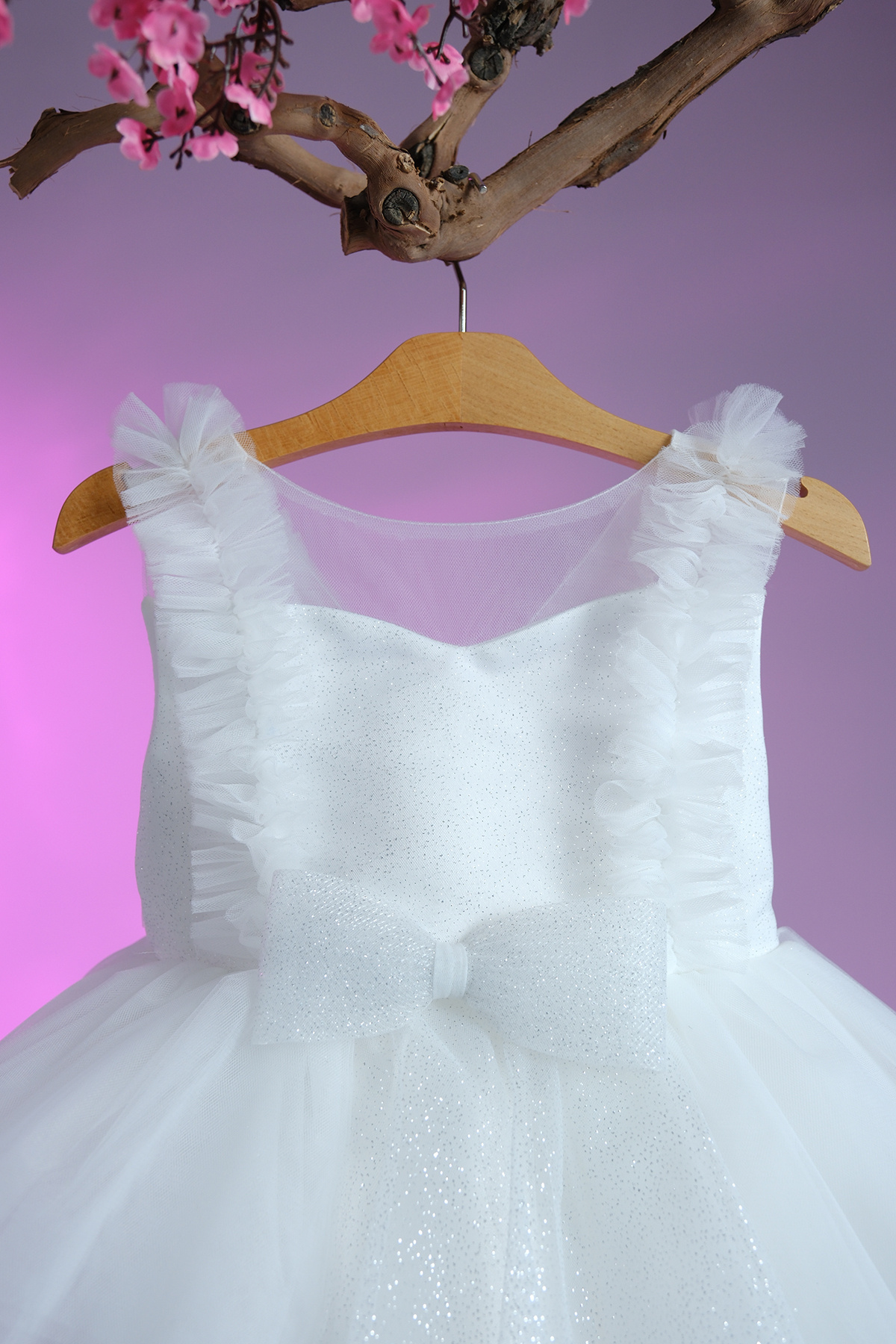 Pina Kids-Glittery Girl's Evening Dress with Bow Detail on the Waist Aby.4006 3