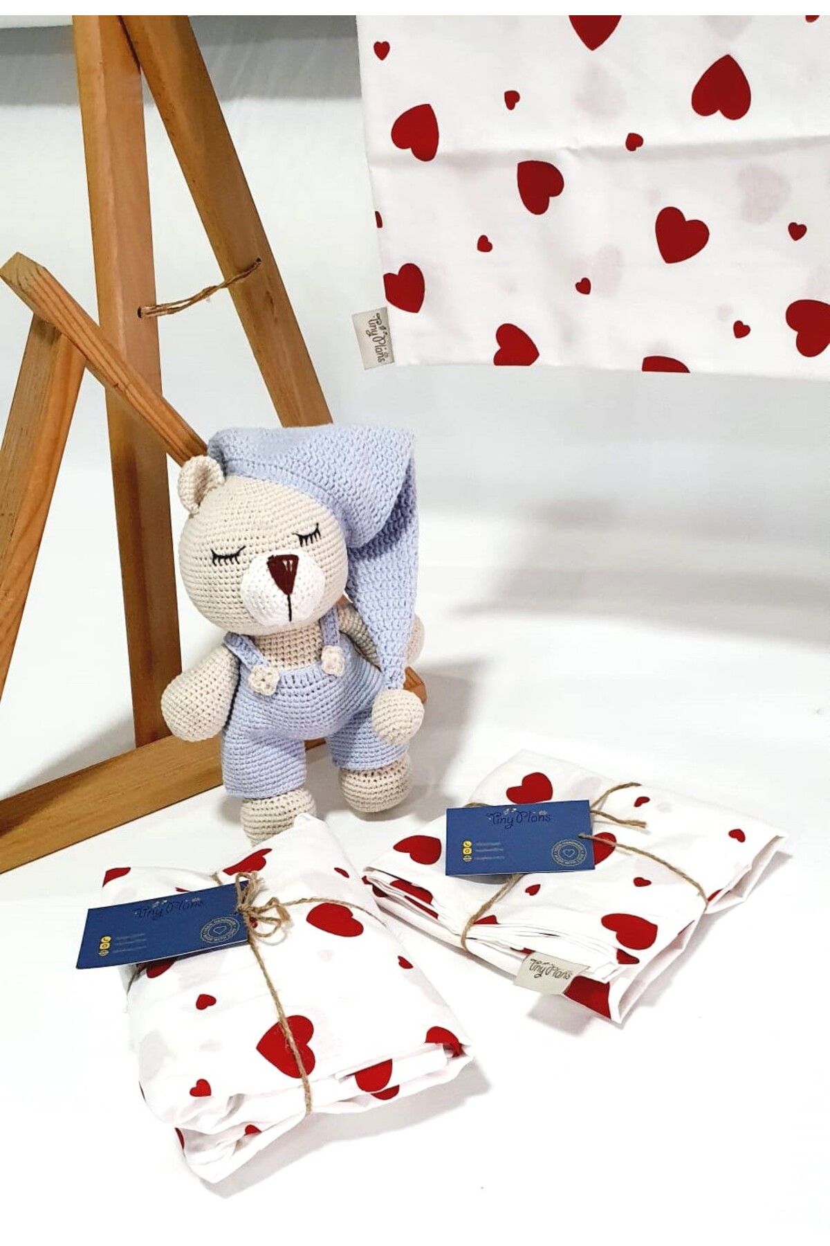 tiny plans-Heart Pattern Elastic Single Sheet Pillowcase Set 6