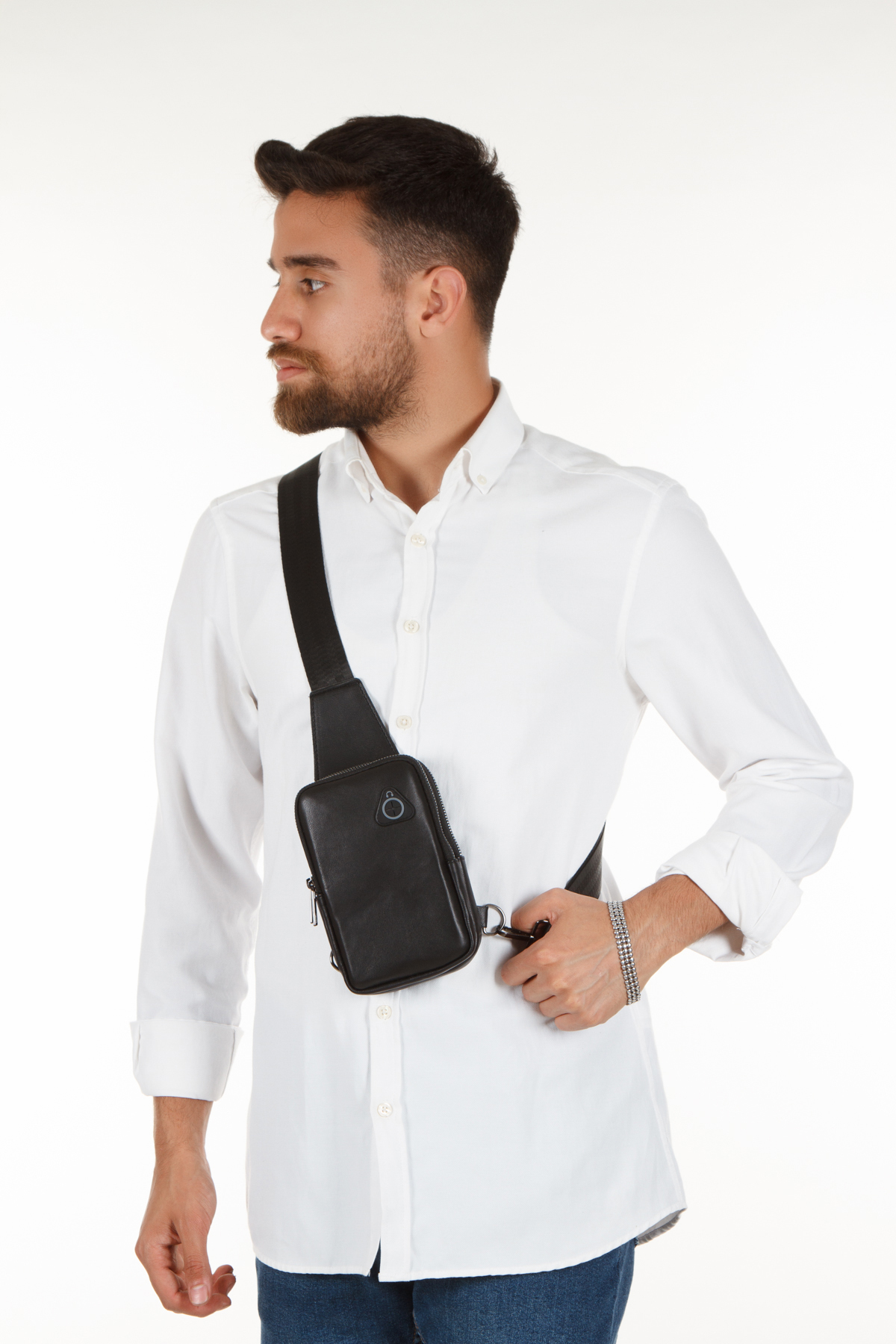 Newish Polo Creff Leather Clup Kulaklık Çıkışlı Omuz Çantası görsel 6