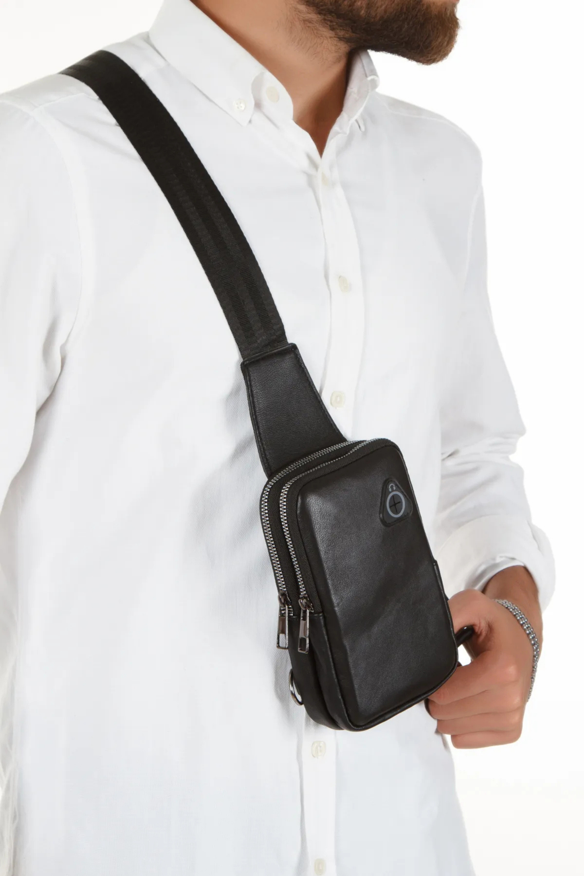 Newish Polo Creff Leather Clup Kulaklık Çıkışlı Omuz Çantası görsel 7