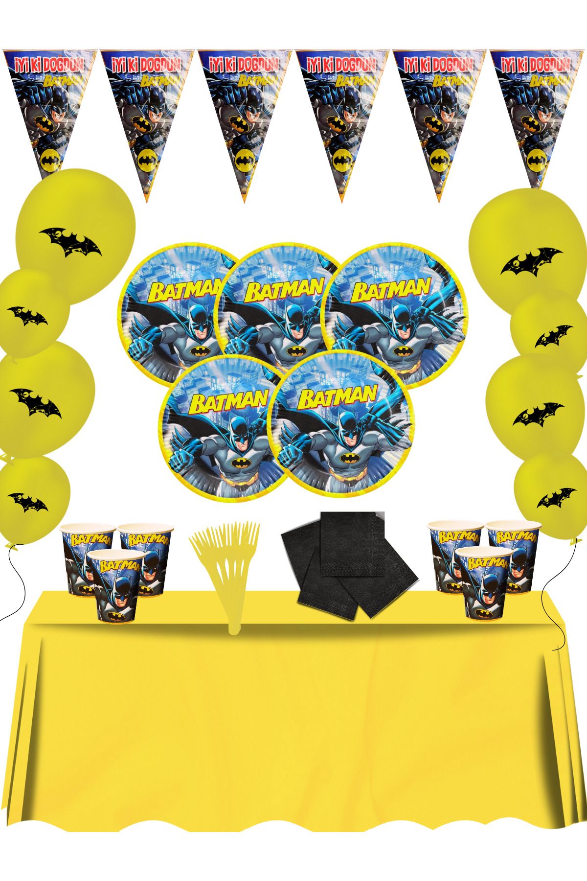 snowparty Batman Betmen Doğum Günü Parti Malzemeleri Süsleri Seti