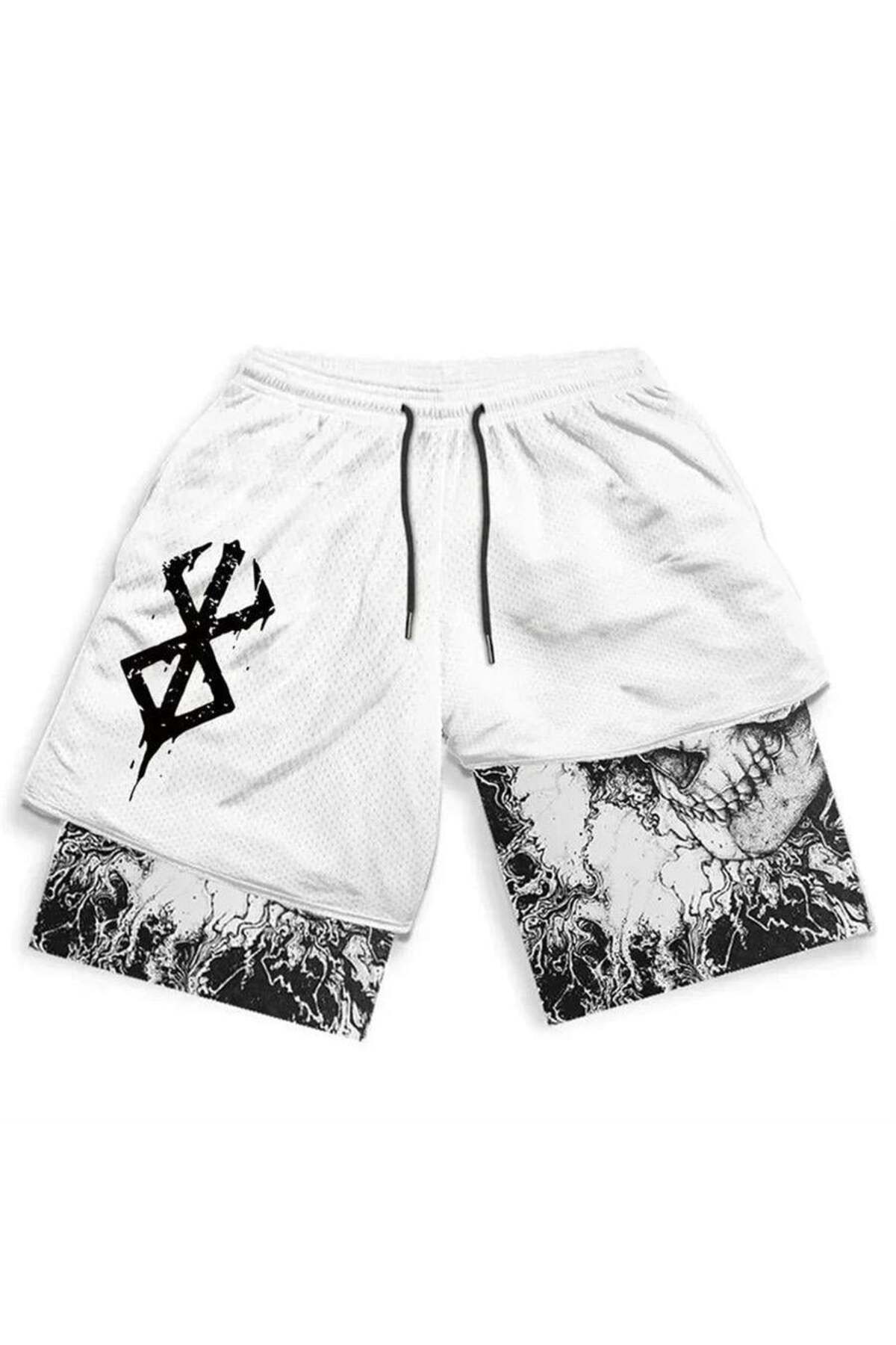 Köstebek-White Anime Berserk Streetwear Shorts 2