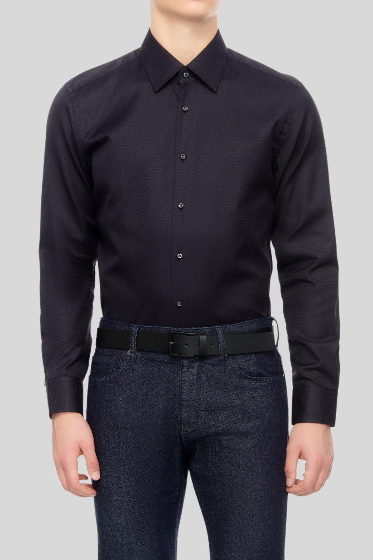 باس پیراهن مردانه آستین بلند اسلیم فیت مشکی