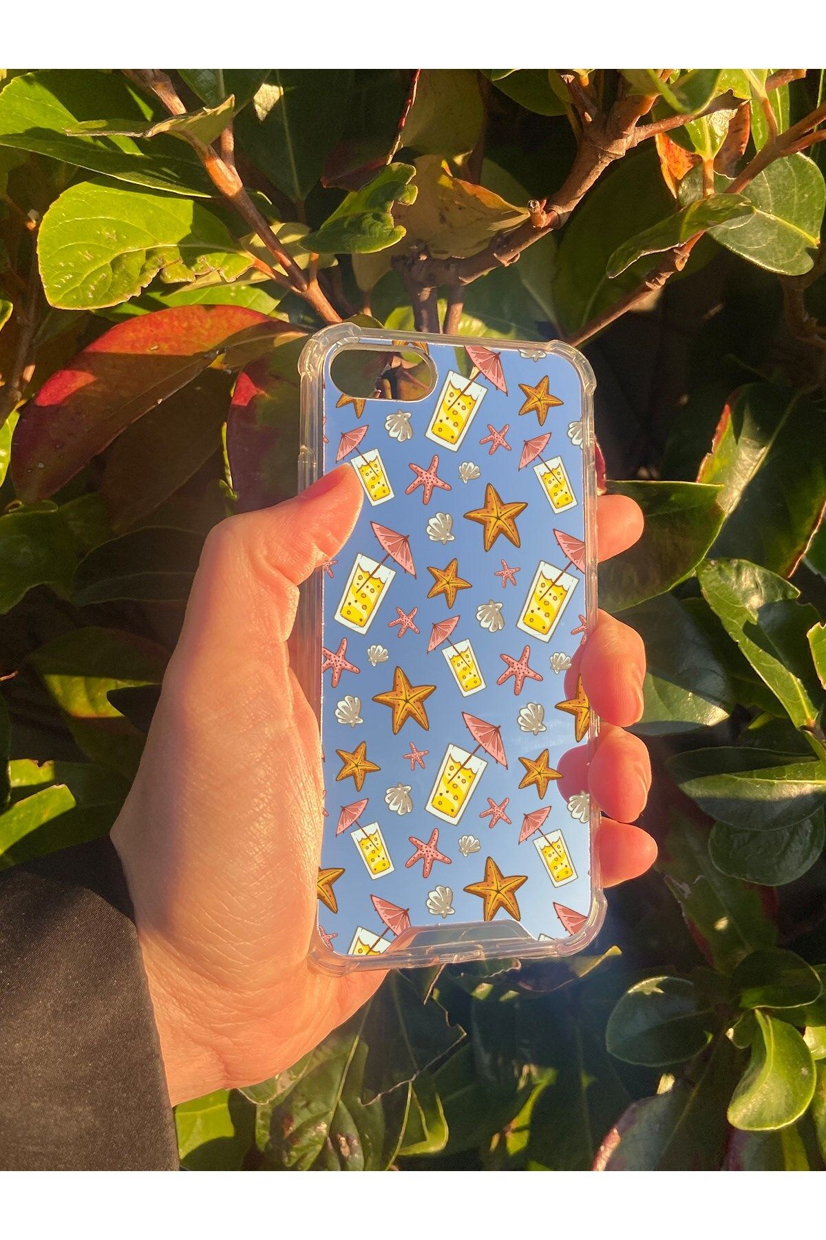 MBB ETİCARET İphone SE 2020 Uyumlu Aynalı Limonata Desenli Darbe Kamera Korumalı Silikon Telefon Kılıfı