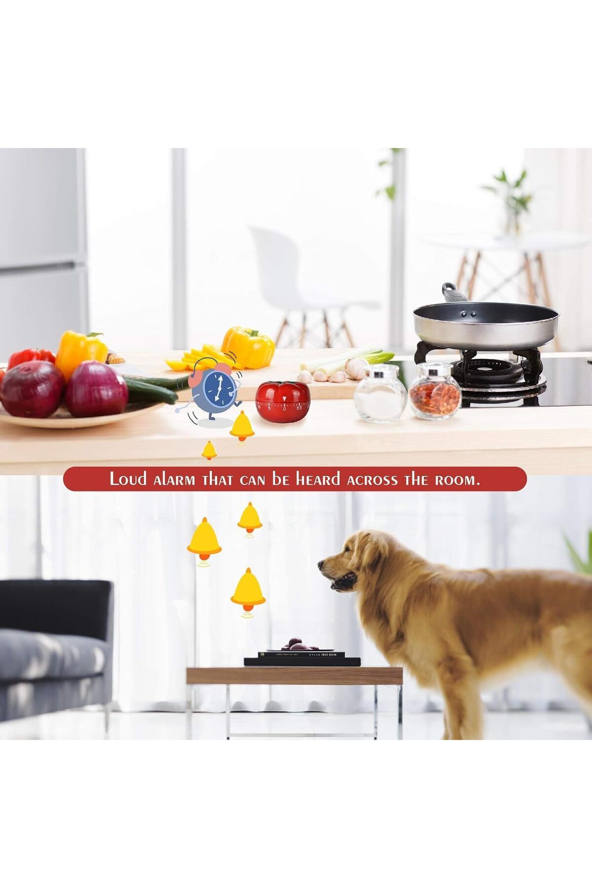COOYA-Kitchen Timer, with Tomato Shape, Mechanical Wind Up 60 Minutes Timer with 360 Degree Rotating 6