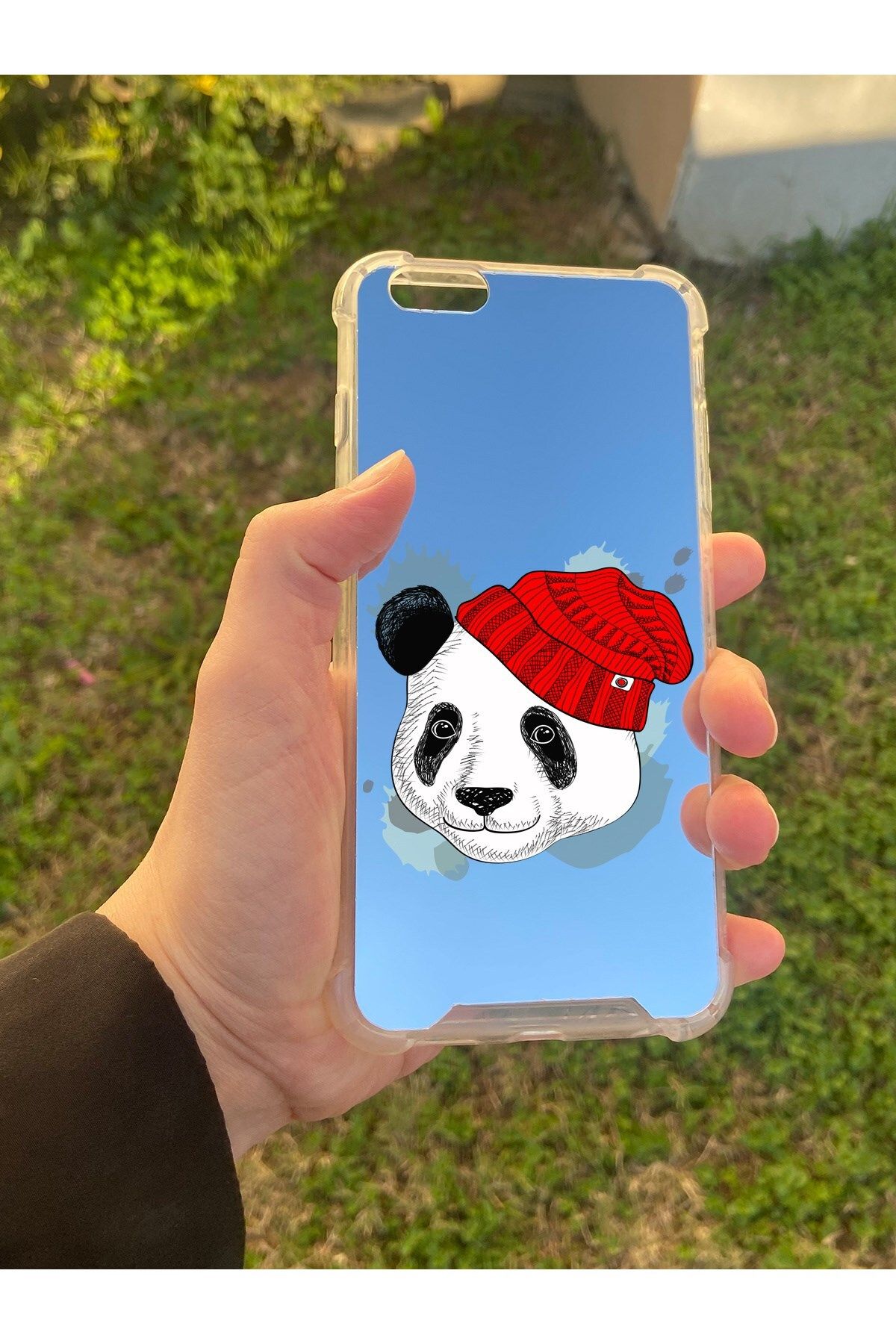 mivento İphone 6S Plus Uyumlu Aynalı Panda Desenli Darbe Kamera Korumalı Silikon Telefon Kılıfı