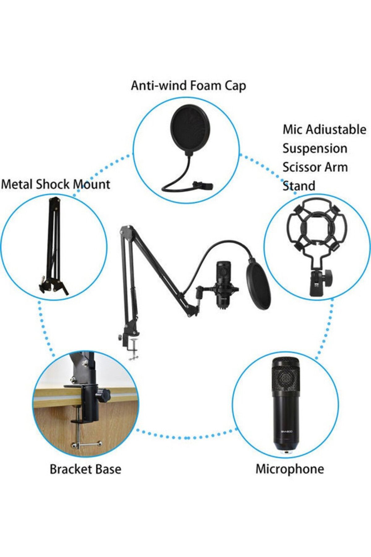 COOYA-Professional Condenser Microphone with V8S Live Sound Card & Studio Recording Broadcasting Set 2