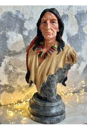 Kumsal Hobi Sanat Kızılderili Adam Heykeli 50 cm