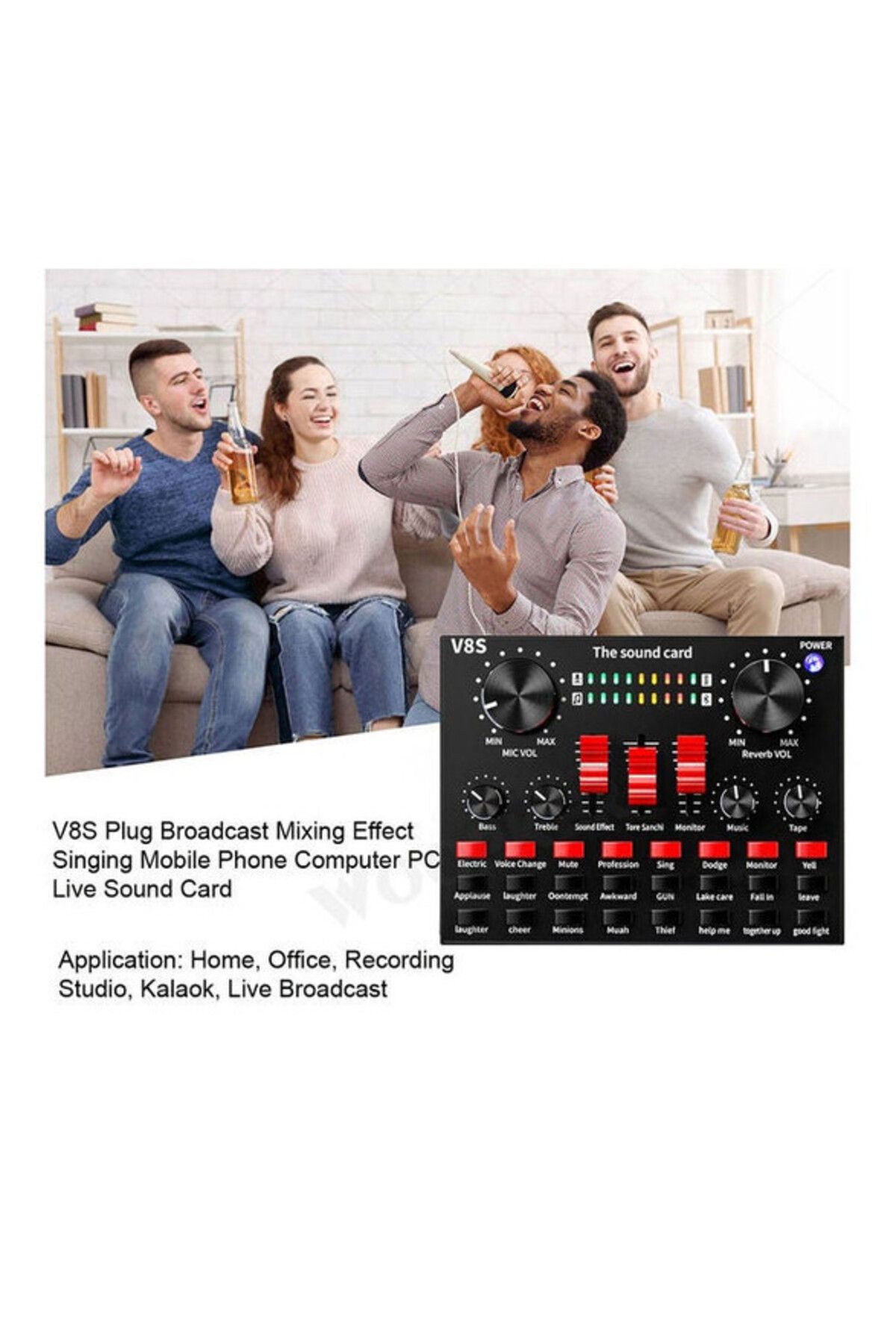 COOYA-Professional Condenser Microphone with V8S Live Sound Card & Studio Recording Broadcasting Set 5
