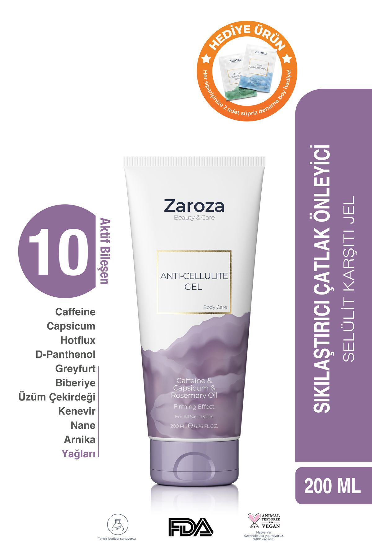 ZAROZA-Anti-Cellulite - Moisturizing and Firming Anti-Cellulite Gel, Grapefruit and Rosemary Oil 1