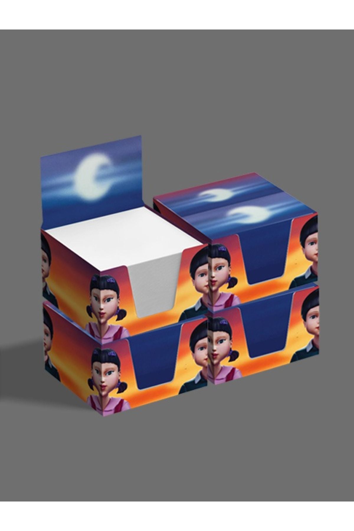 AYKUT OFSET-4Pcs,Squid Game Designed Cube Memo Pad,Boxed Block Note,Note Paper,Note Holder,Cube Note Paper 500, 8X8 4